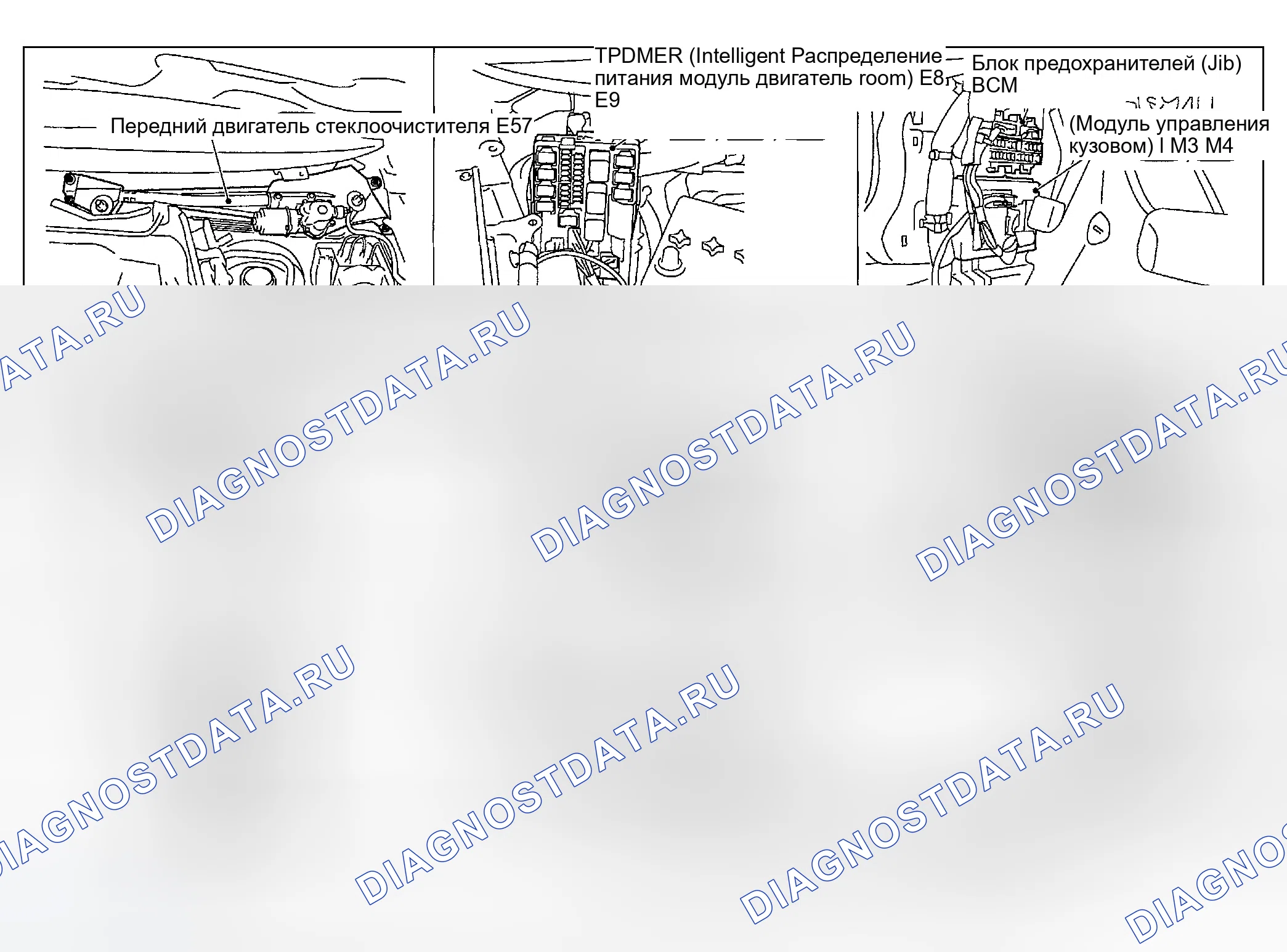 Рис. 49: РАСПОЛОЖЕНИЕ КОМПОНЕНТОВ И РАЗЪЕМОВ КАБЕЛЕЙ. Infiniti FX35 I