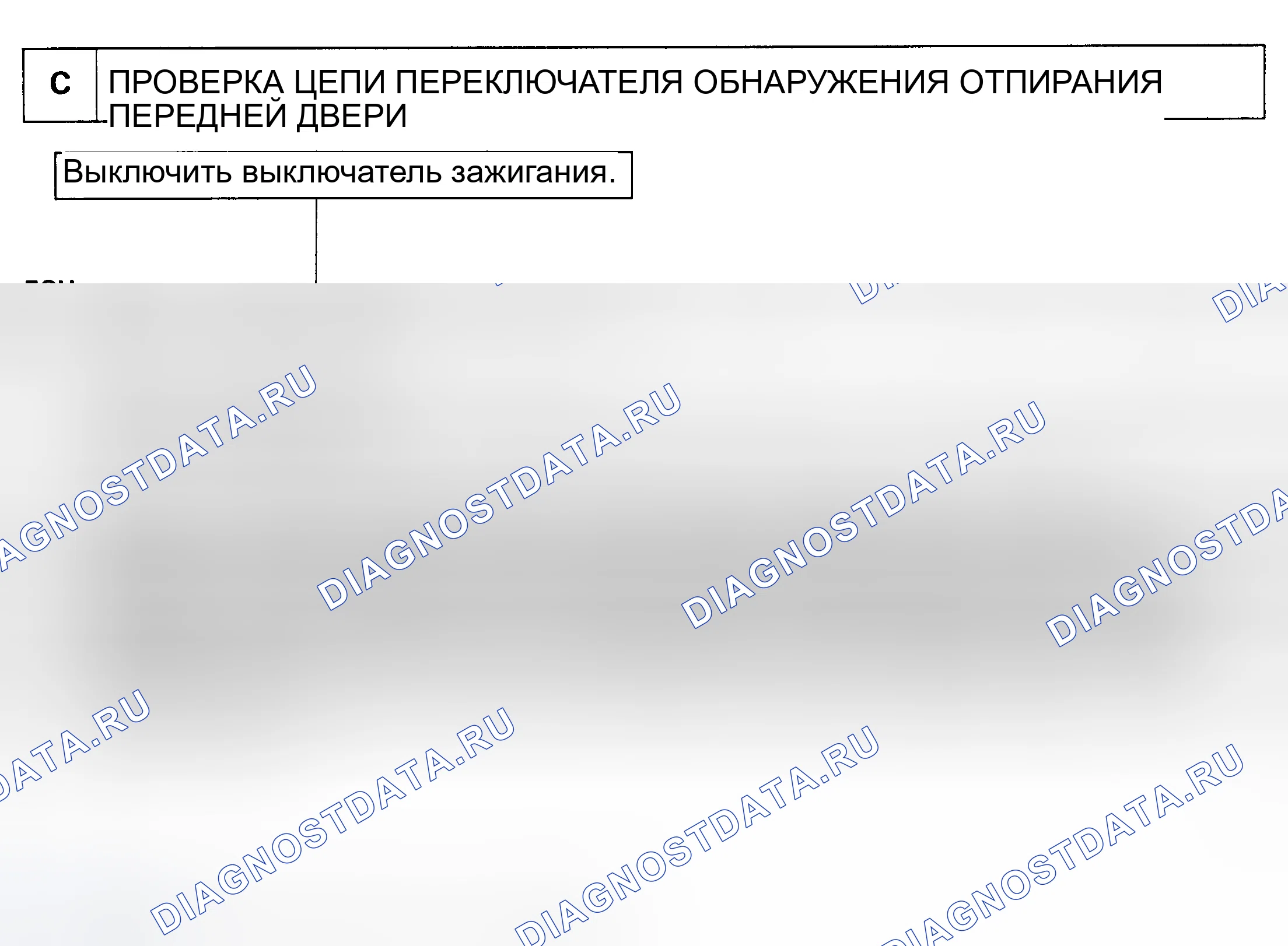 Рис. 15: Тест C, проверка цепи переключателя обнаружения разблокировки передней двери. Toyota Cressida IV