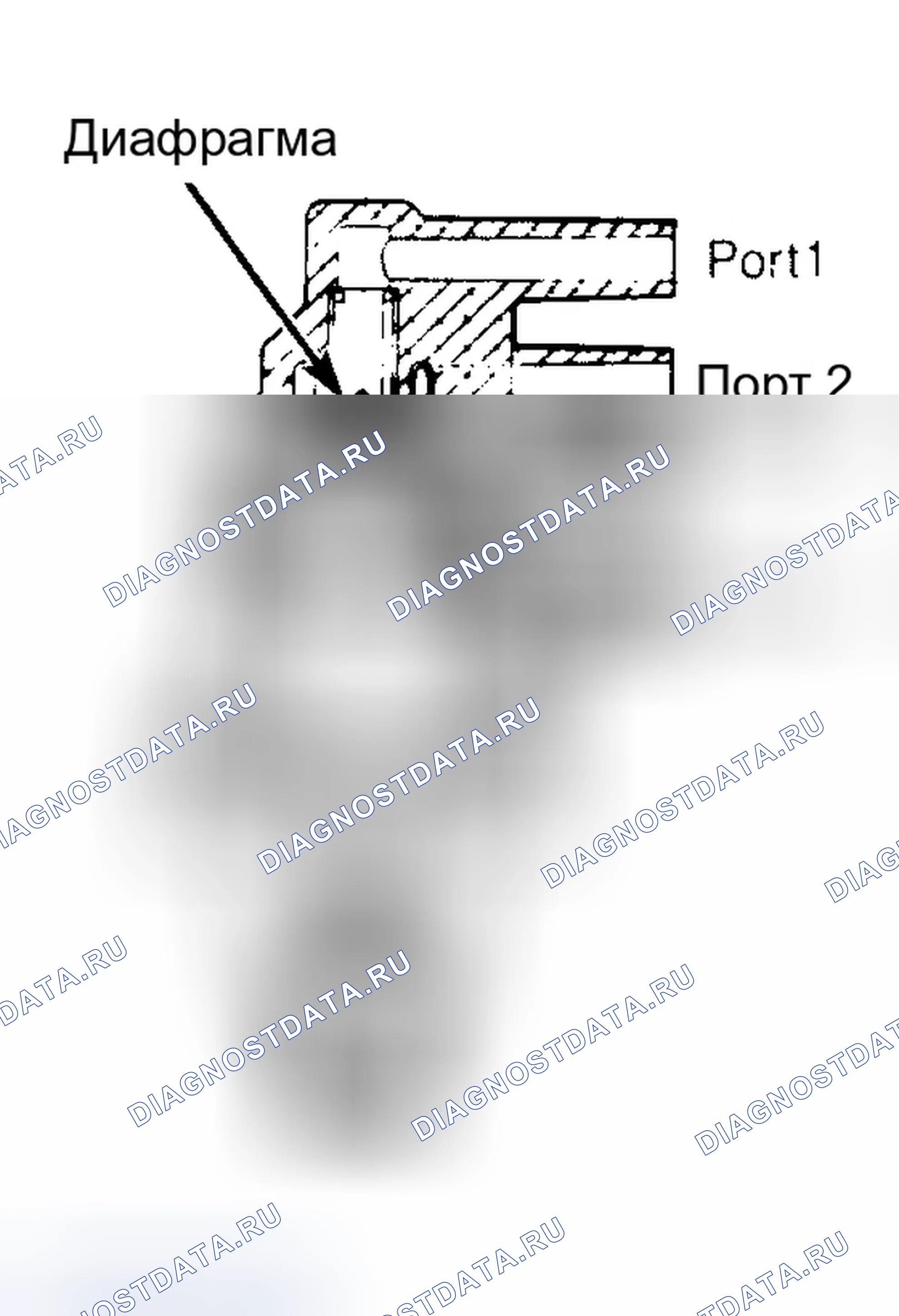 Рис. 34: Вид в разрезе вакуумметра 4-Port PVS Connect на первый и третий порты для проверки PVS.. Ford Bronco II I
