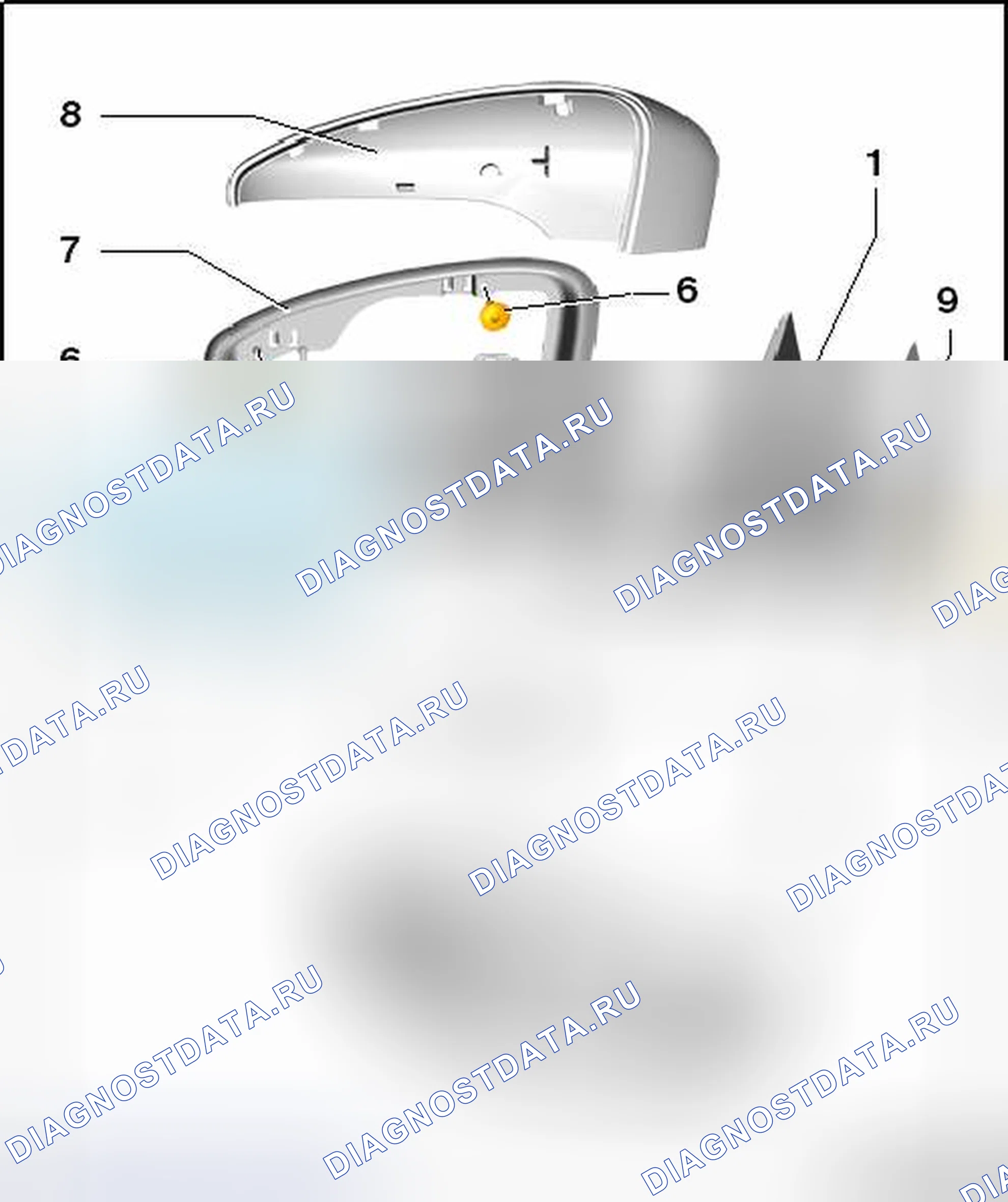 Рис. 4: ОБЗОР УЗЛА ВНЕШНЕГО ЗЕРКАЛА. Volkswagen Eos I