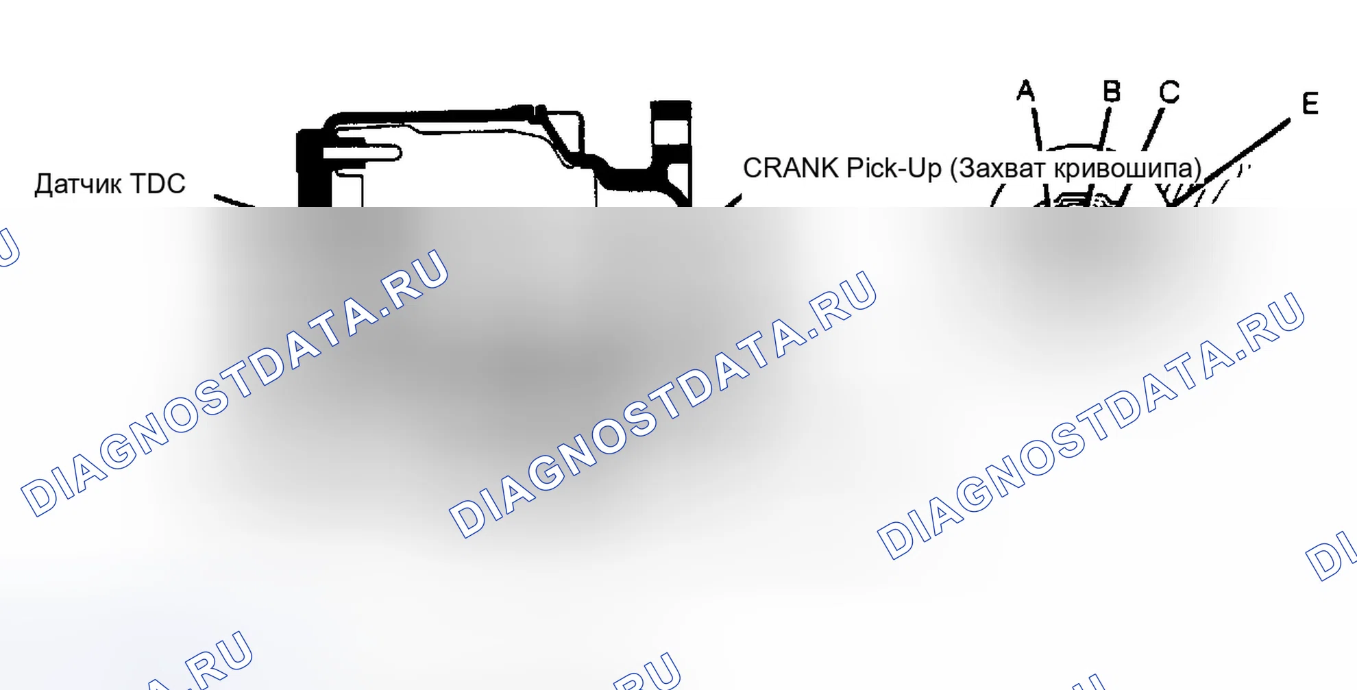 Рис. 48: Civic (1.5L и Std.) Вид датчиков TDC / CRK и CYL. Honda Civic II