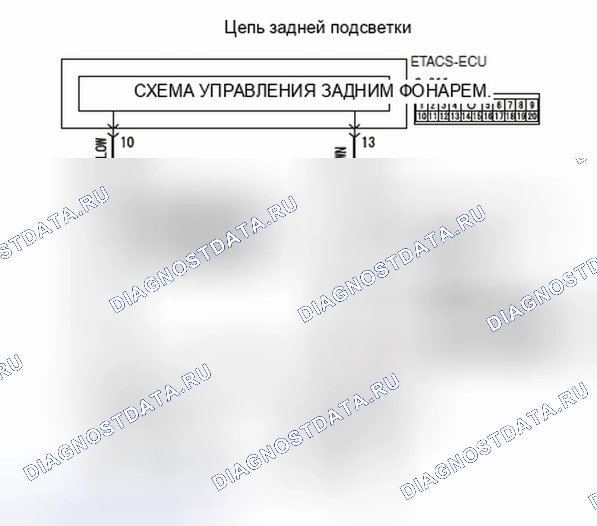 Рис. 41: Процедура проверки 2: один из задних фонарей не освещает. Mitsubishi Lancer Ralliart X рестайлинг