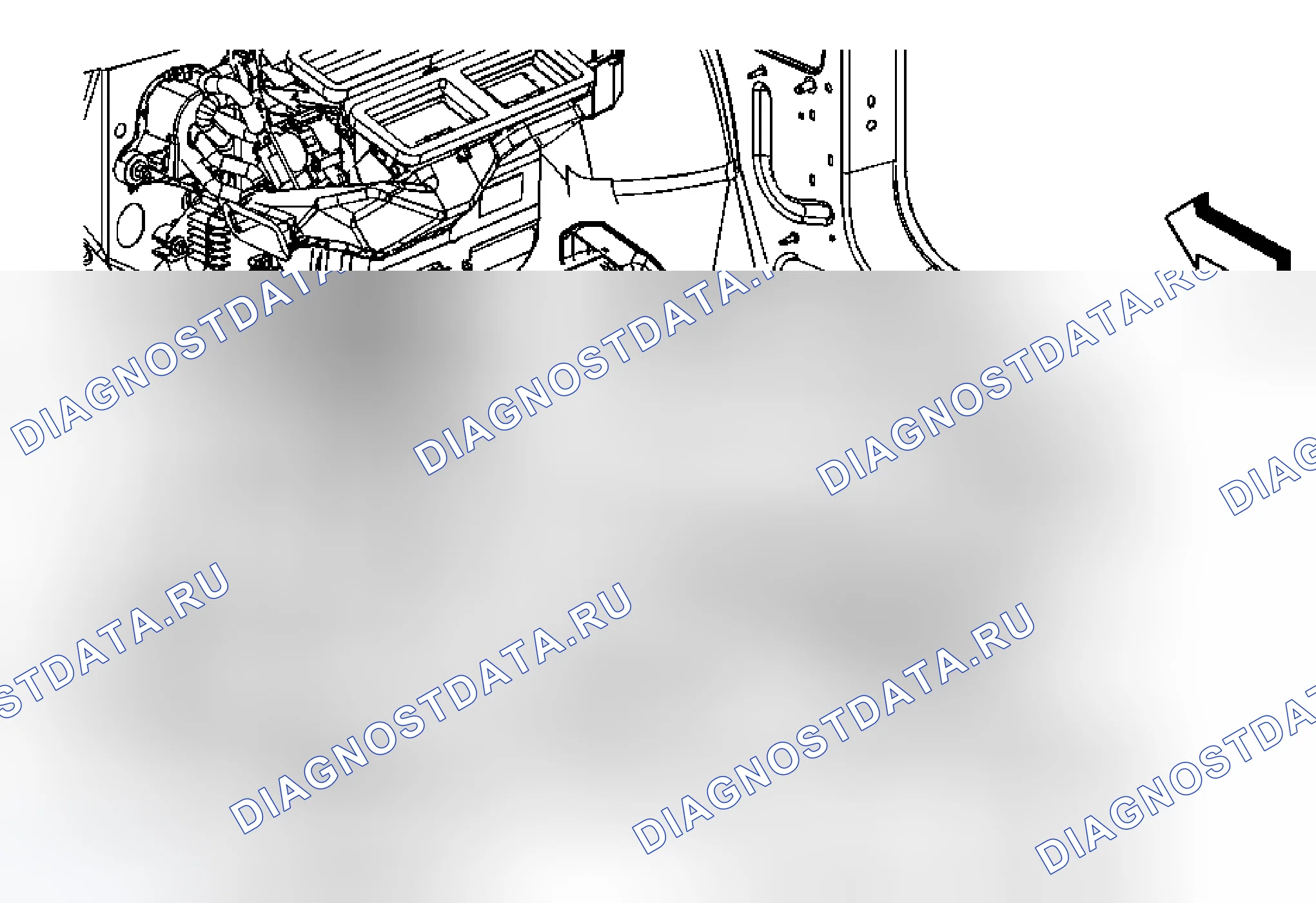 Рис. 28: Замена воздуховода на выходе из заднего этажа - левая сторона. Cadillac DTS I