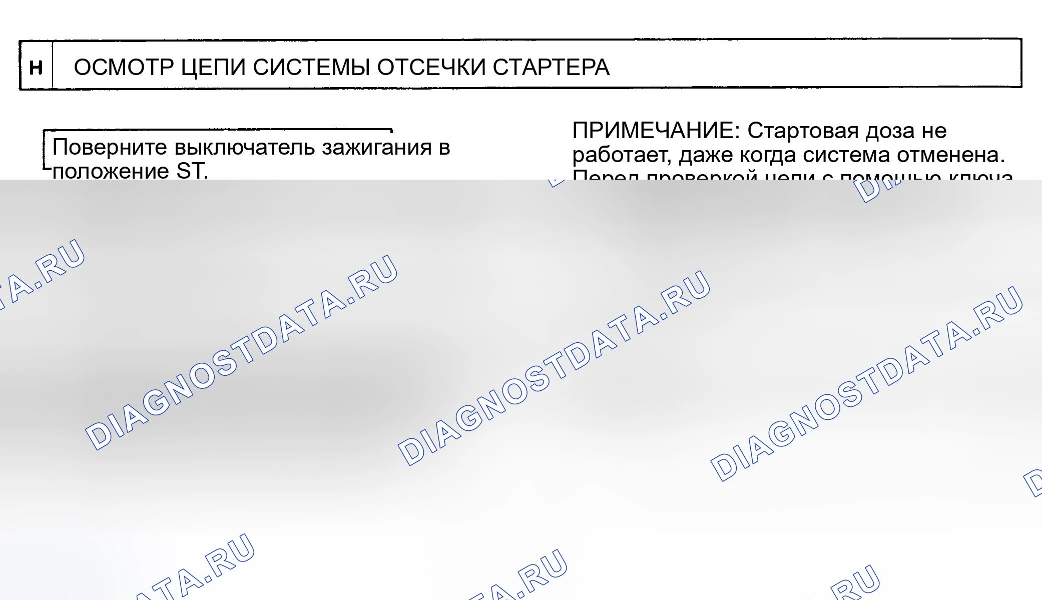 Рис. 11: ТЕСТ H: СИСТЕМА СТАРТЕРНОЙ РЕЗКИ НЕ РАБОТАЕТ, ДАЖЕ ЕСЛИ СРАБОТАЛА СИСТЕМА ПРЕДОТВРАЩЕНИЯ УГОНА. Toyota Tercel L30