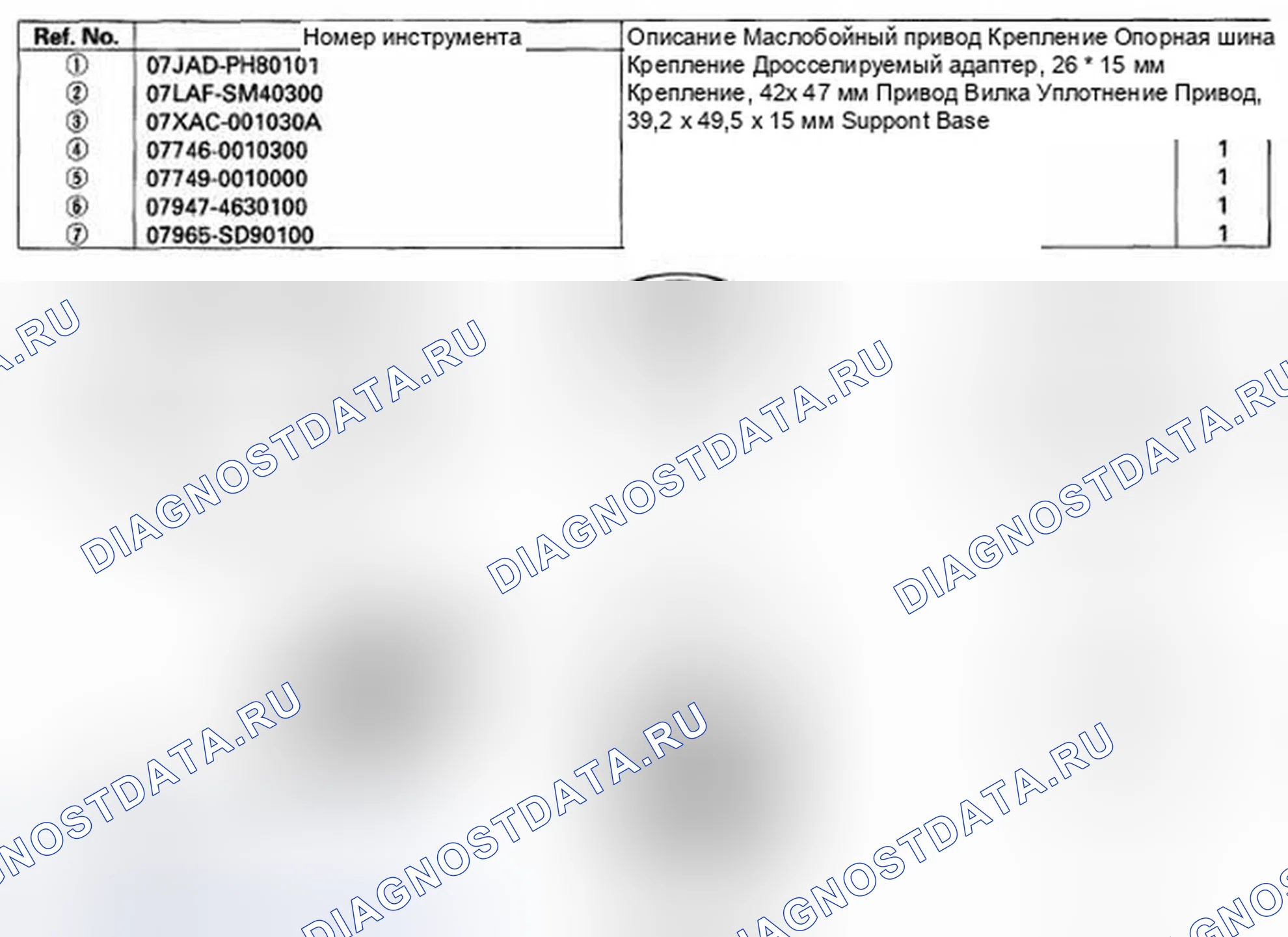Рис. 1: Специальные инструменты. Honda Odyssey IV