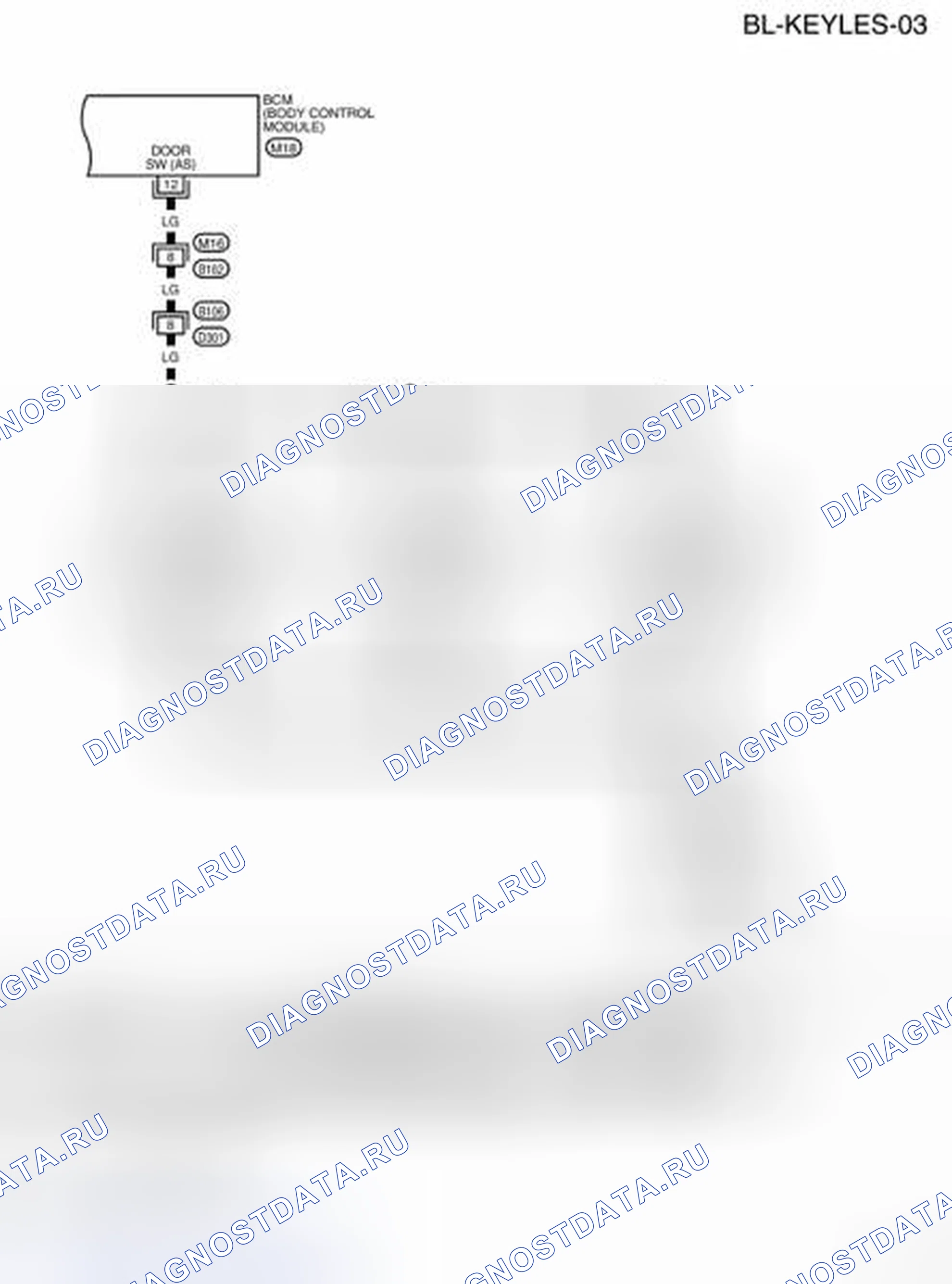 Рис. 85: Bl-KEYLES-03 - схема электропроводки (кабина управления). Nissan Frontier D40