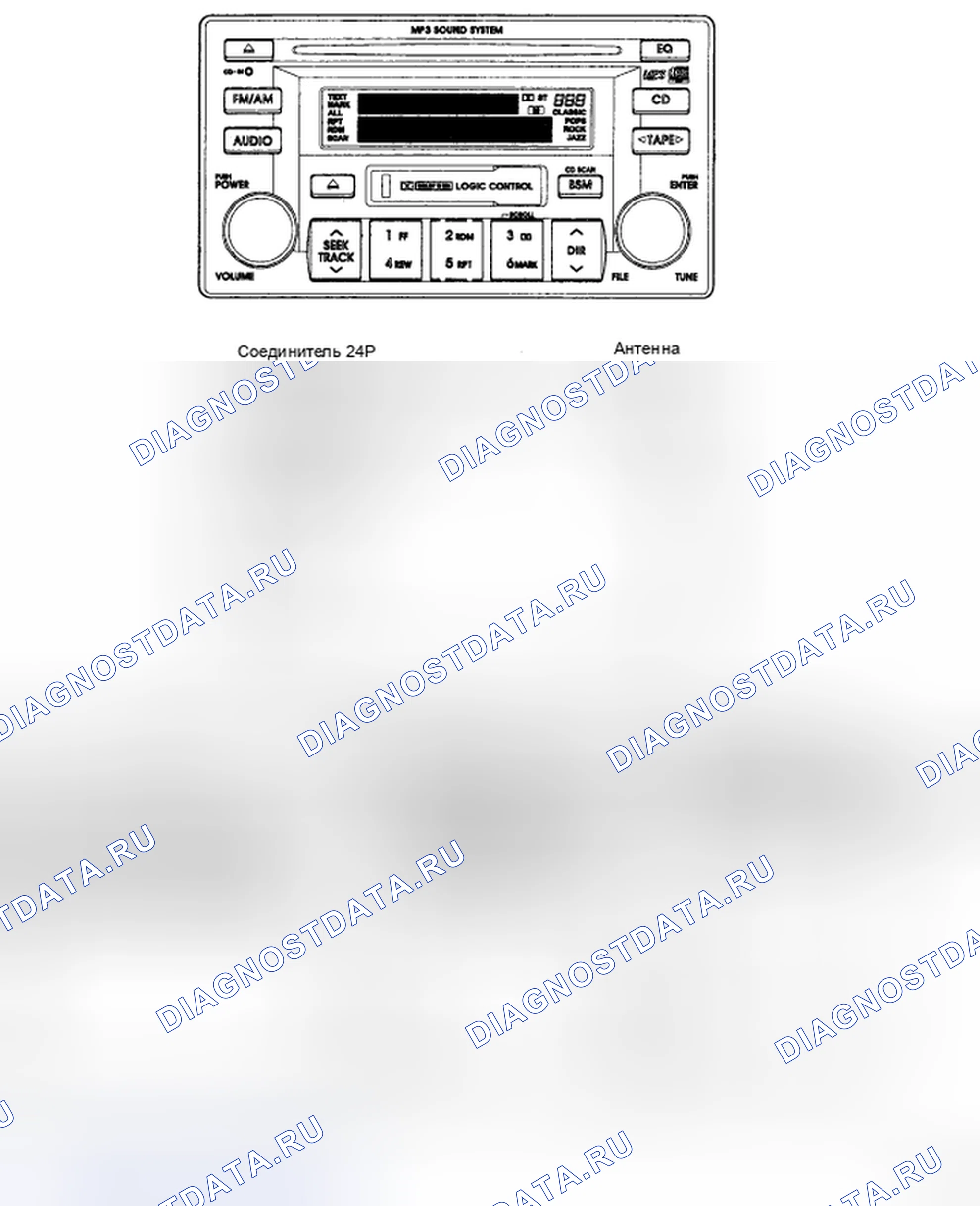 Рис. 22: AM / FM / CASSETTE / MP3 (M455). Geely Preface I рестайлинг