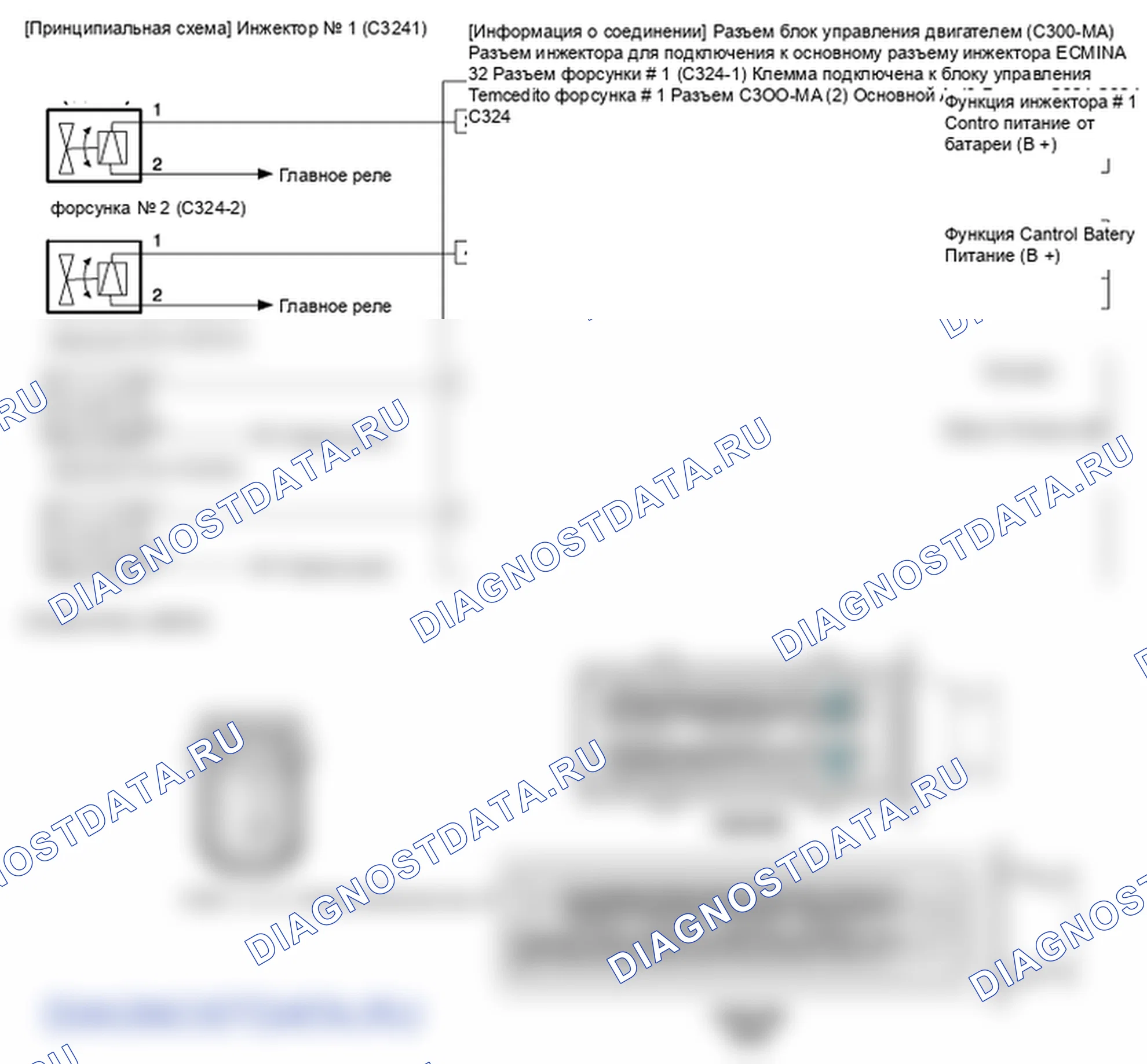 Фрагмент электросхемы: Инжектор. Hyundai ix35 EL