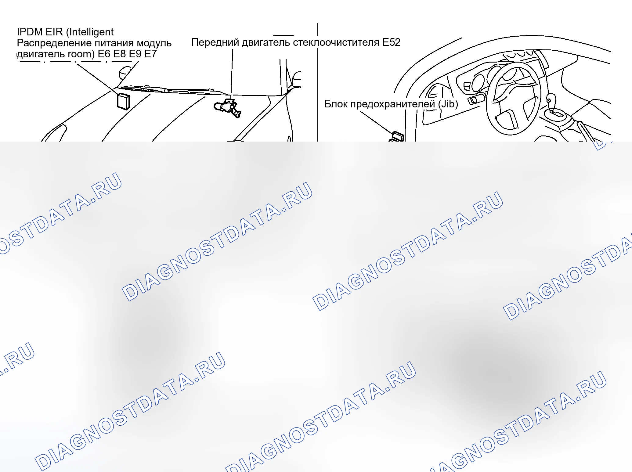Рис. 1: РАСПОЛОЖЕНИЕ КОМПОНЕНТОВ И РАЗЪЕМОВ КАБЕЛЕЙ. Nissan 350Z I