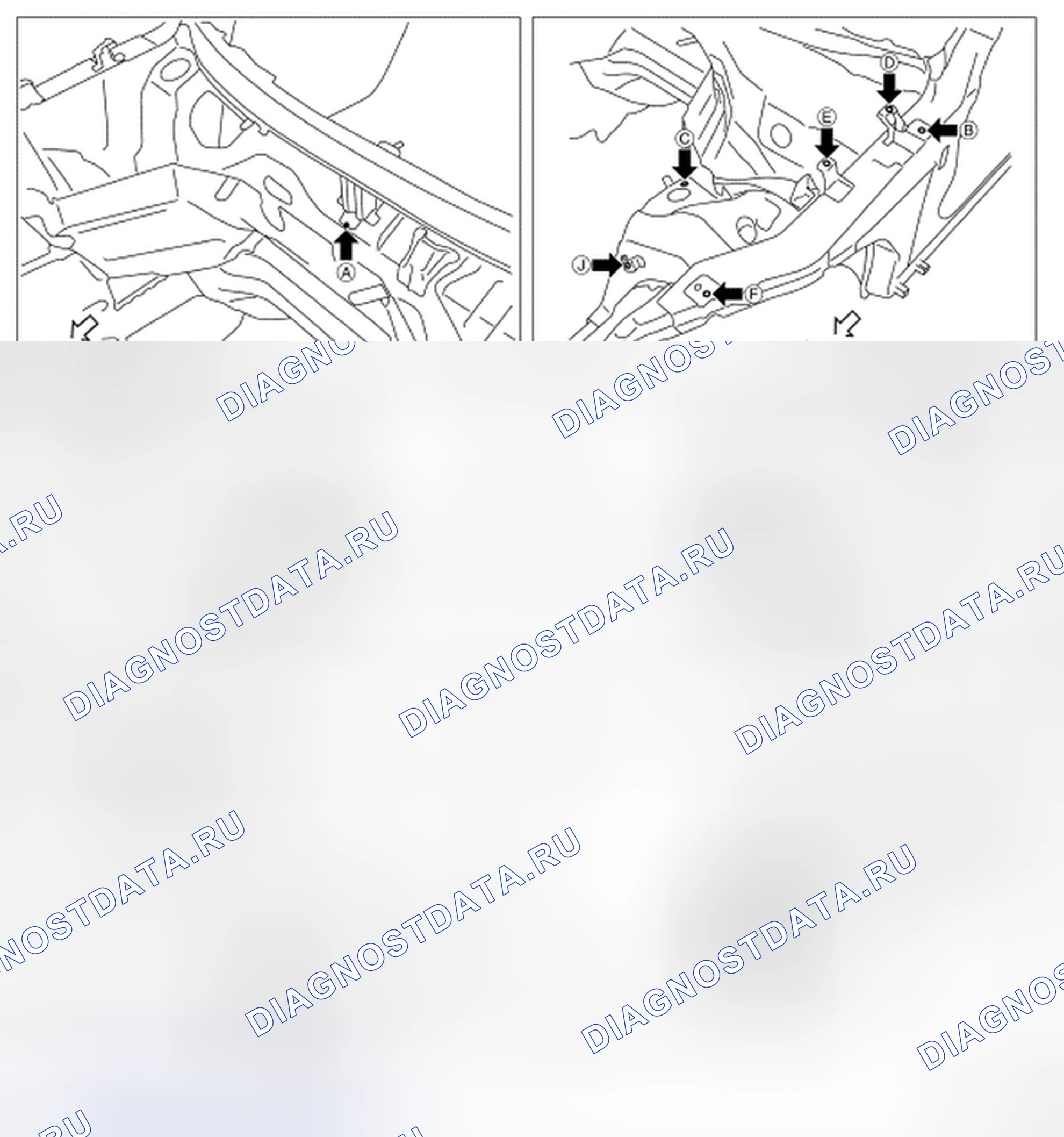 Рис. 21: Точки измерения. Infiniti G35 IV