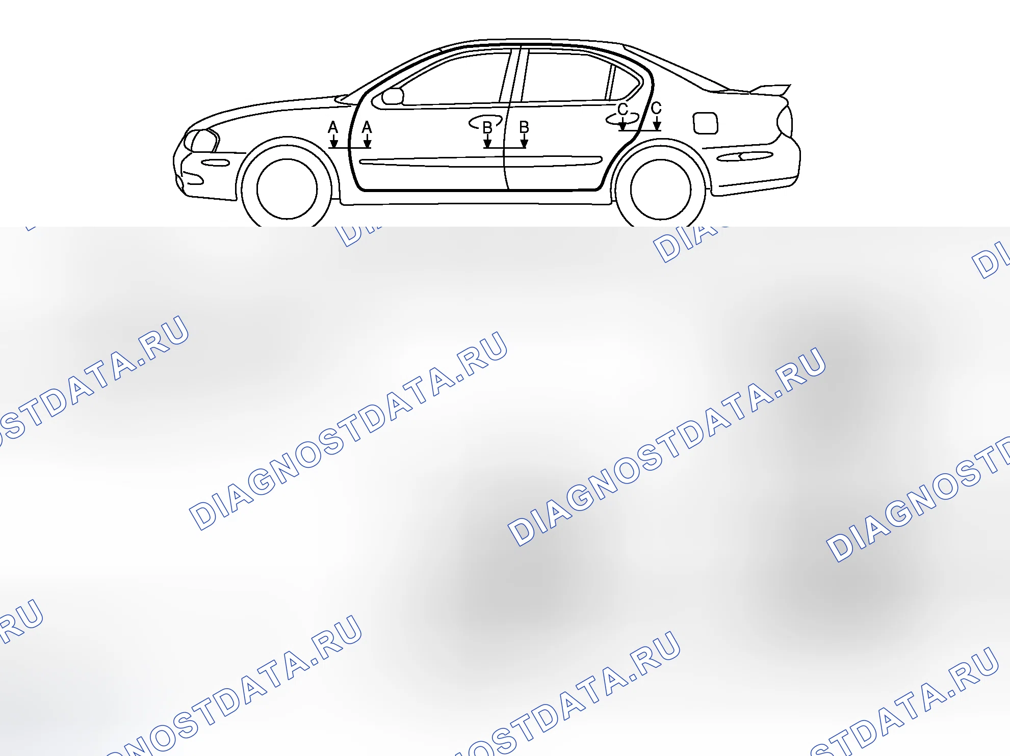 Рис. 8: Идентификация регулировки двери. Infiniti I30 II
