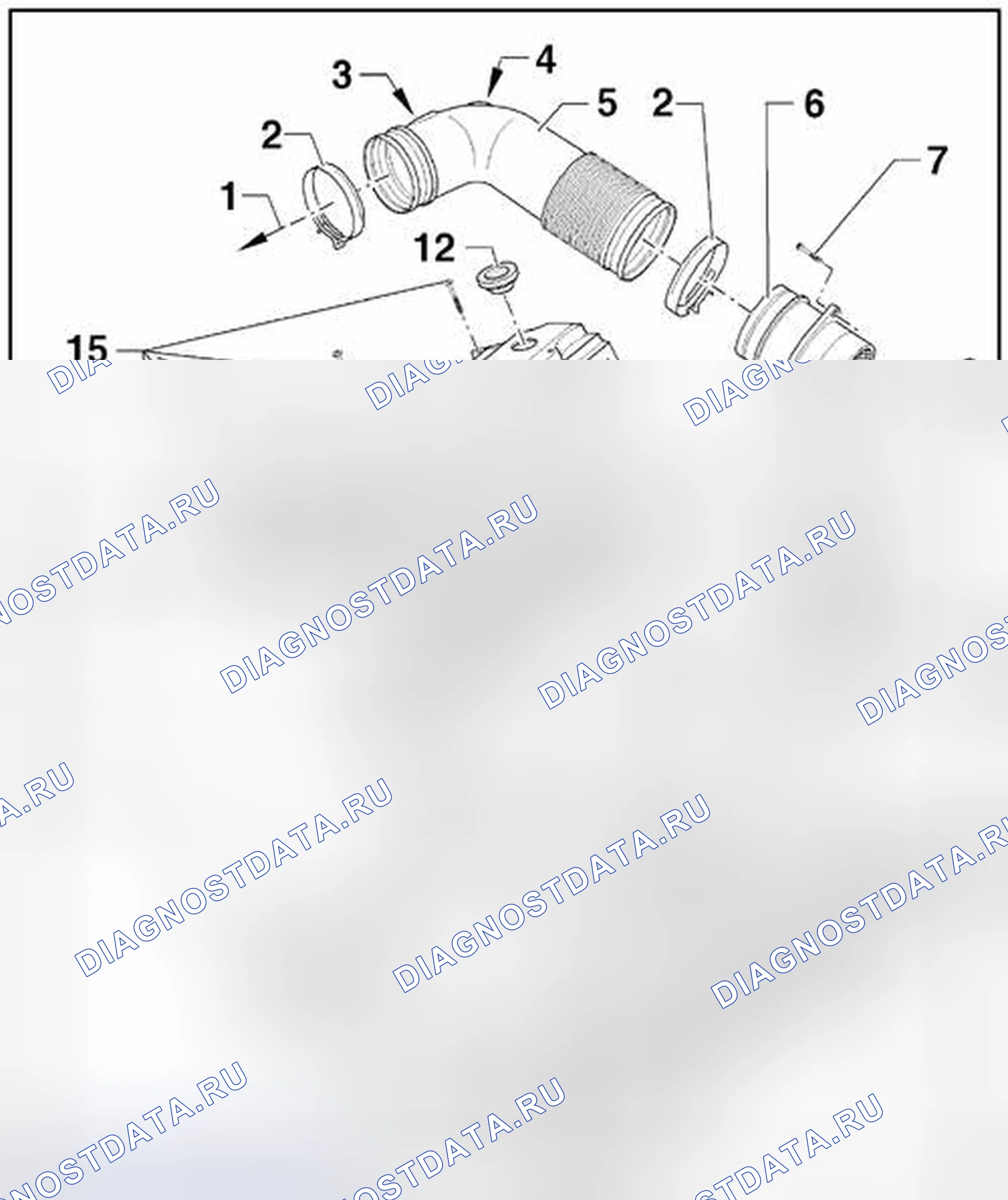 Рис. 6: ОБЗОР КОРПУСА ВОЗДУШНОГО ФИЛЬТРА. Volkswagen Jetta V