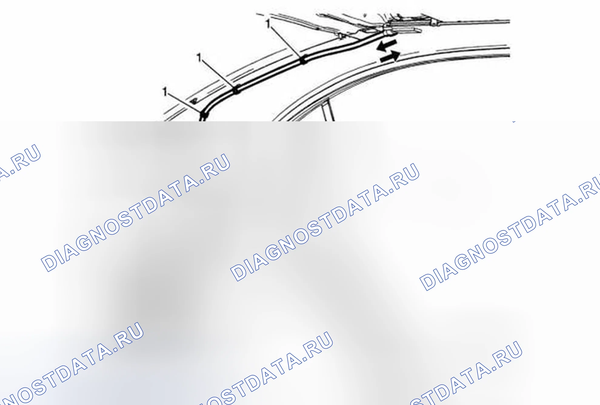 Рис. 6: Замена заднего дренажного шланга корпуса люка. Chevrolet Sonic I