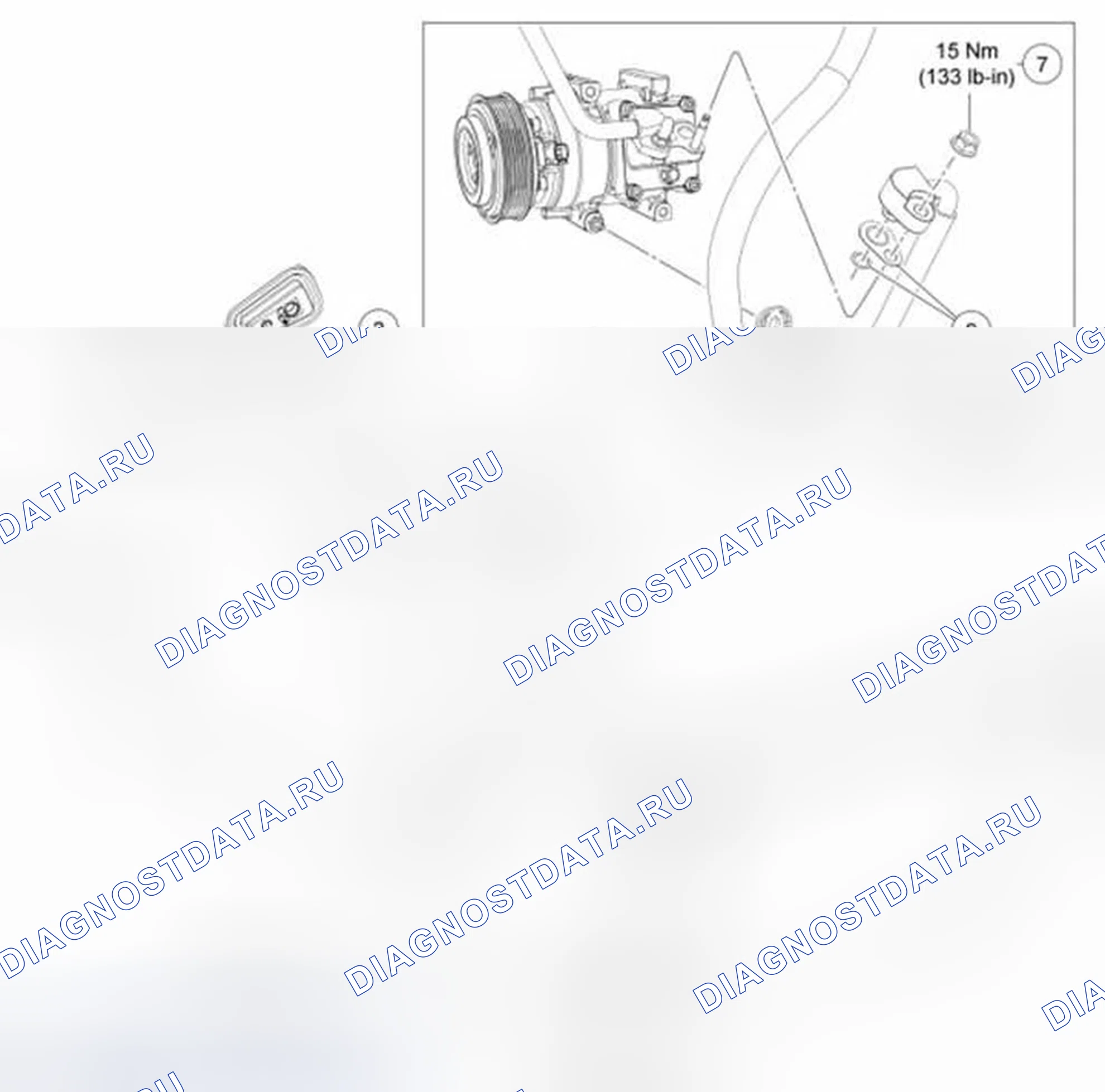 Рис. 11: Линии высокого давления переменного тока. Ford Fiesta Mk6