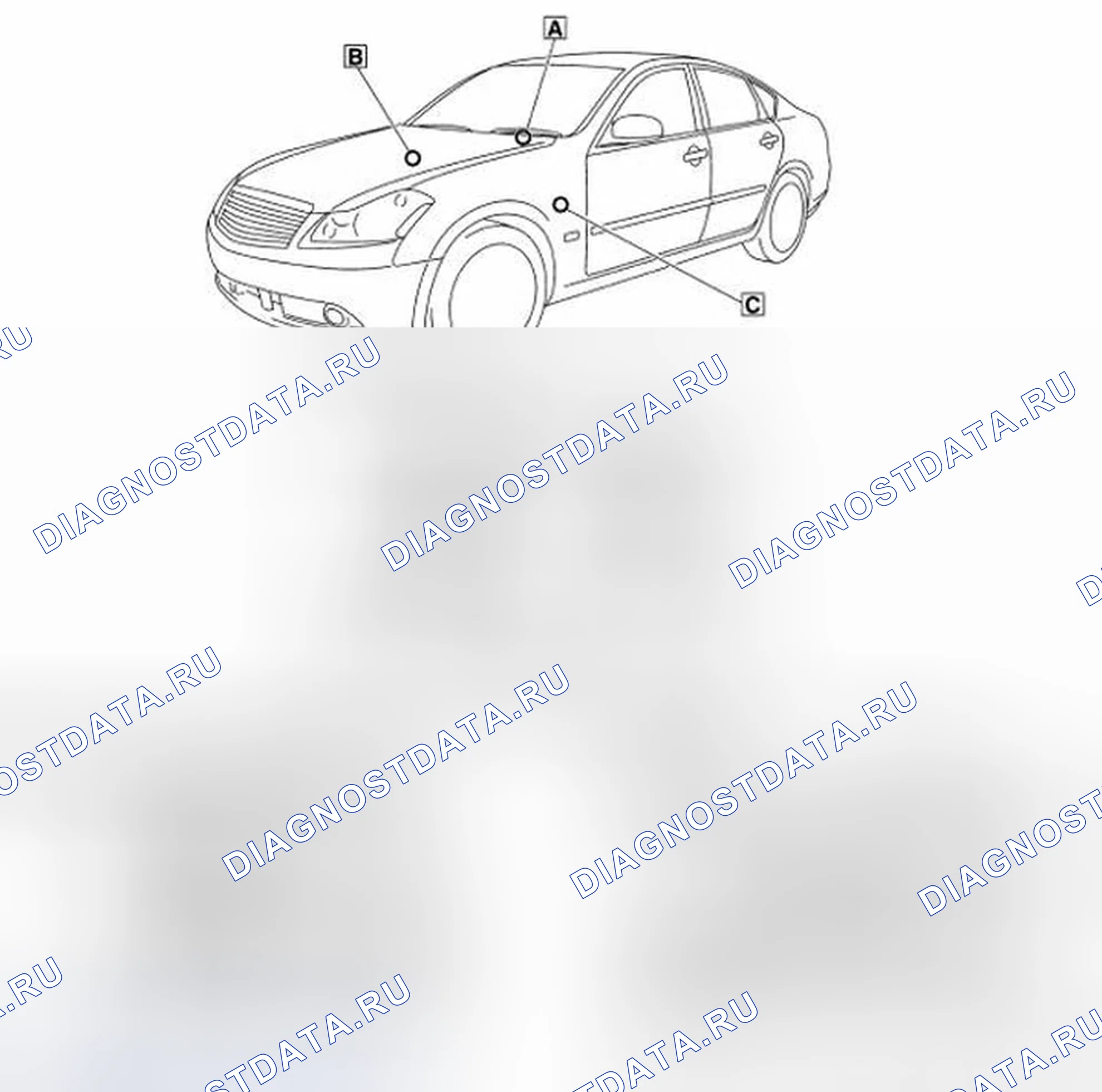 Рис. 6: Расположение электрических компонентов. Infiniti M45 III рестайлинг