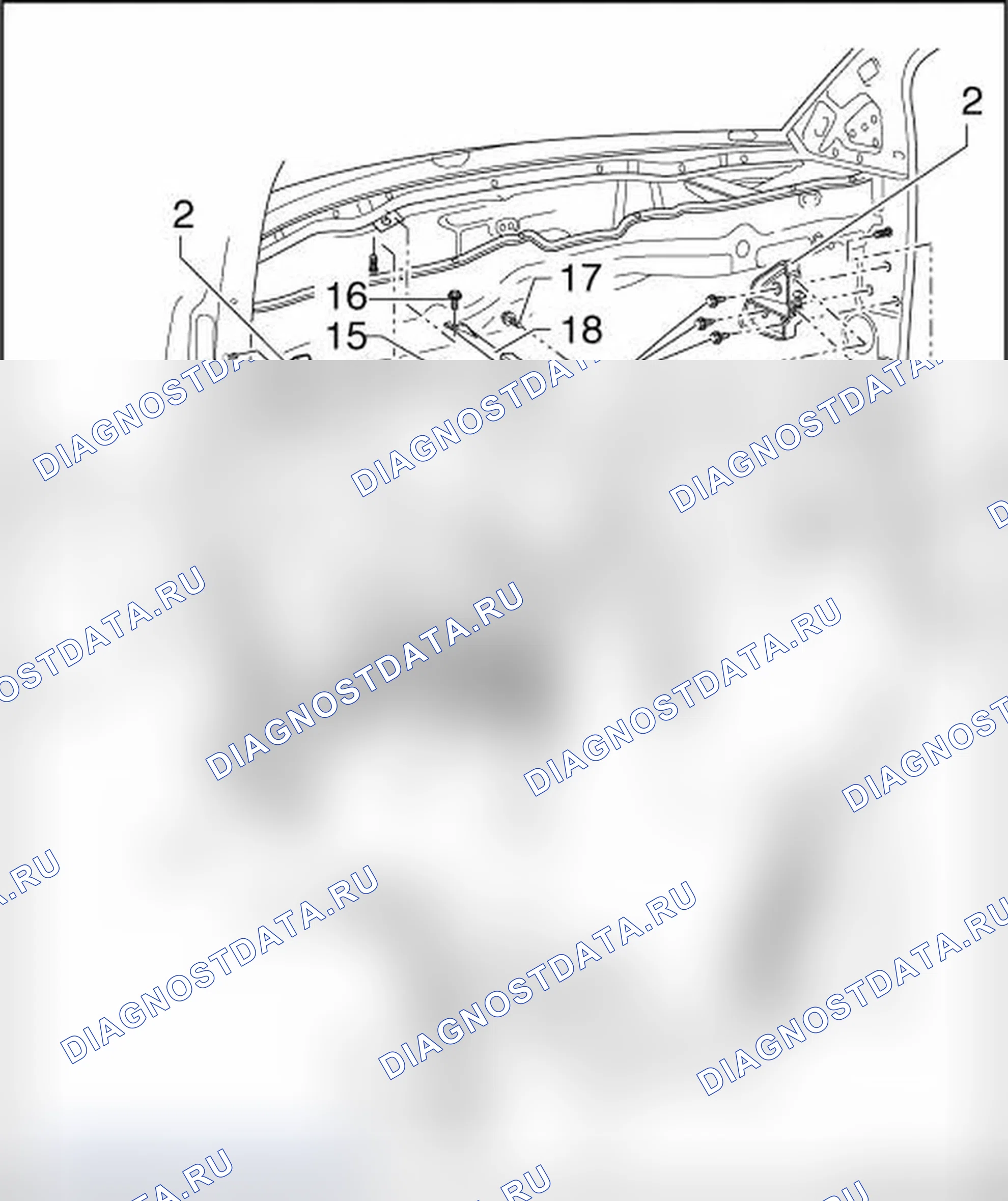 Рис. 125: ОБЩИЙ ВИД ПОПЕРЕЧИНЫ РУЛЕВОЙ КОЛОНКИ В СБОРЕ. Volkswagen New Beetle A4 рестайлинг