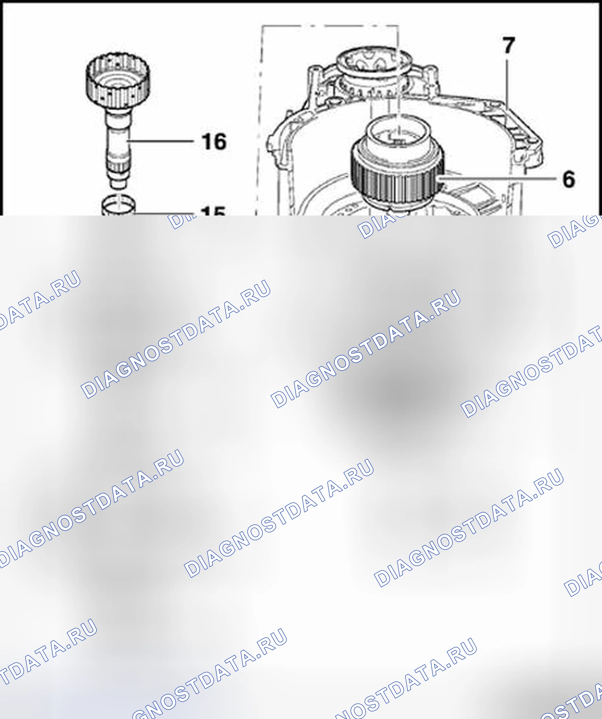 Рис. 51: Обзор компонентов для регулировки водила. Volkswagen Golf Mk4