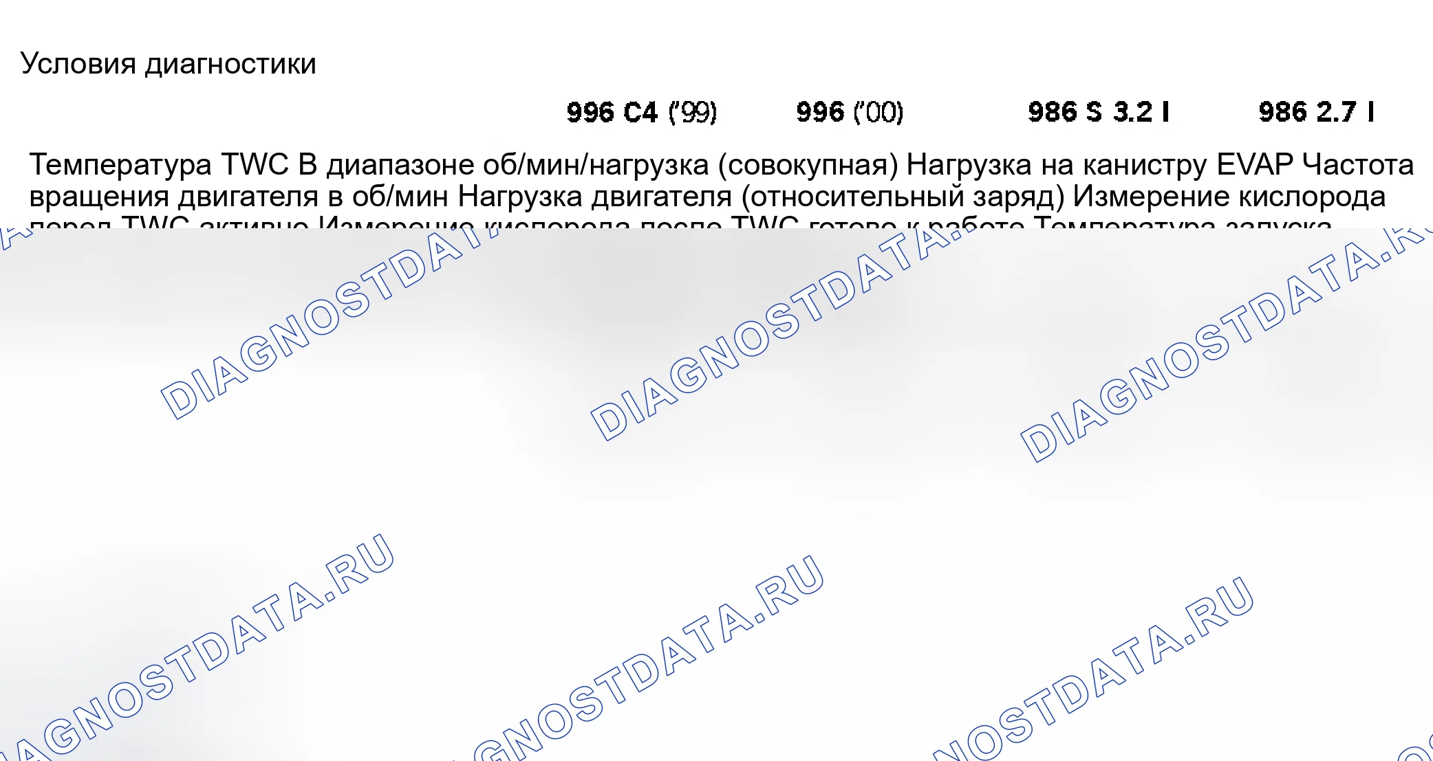 Рис. 338: Условия диагностики. Porsche 911 Carrera 996