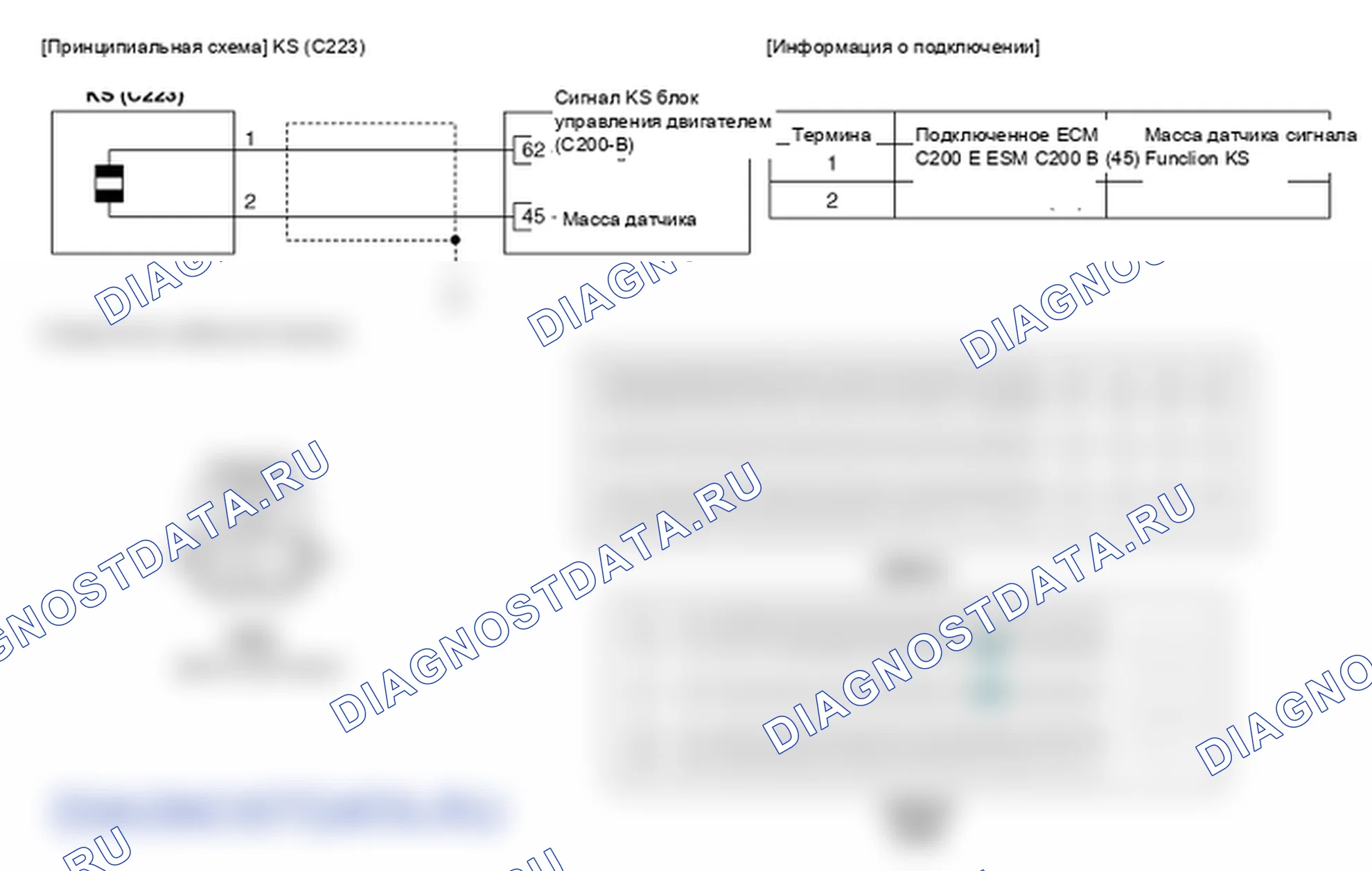 Фрагмент электросхемы: Датчик детонации. Hyundai Santafe Sport DMA