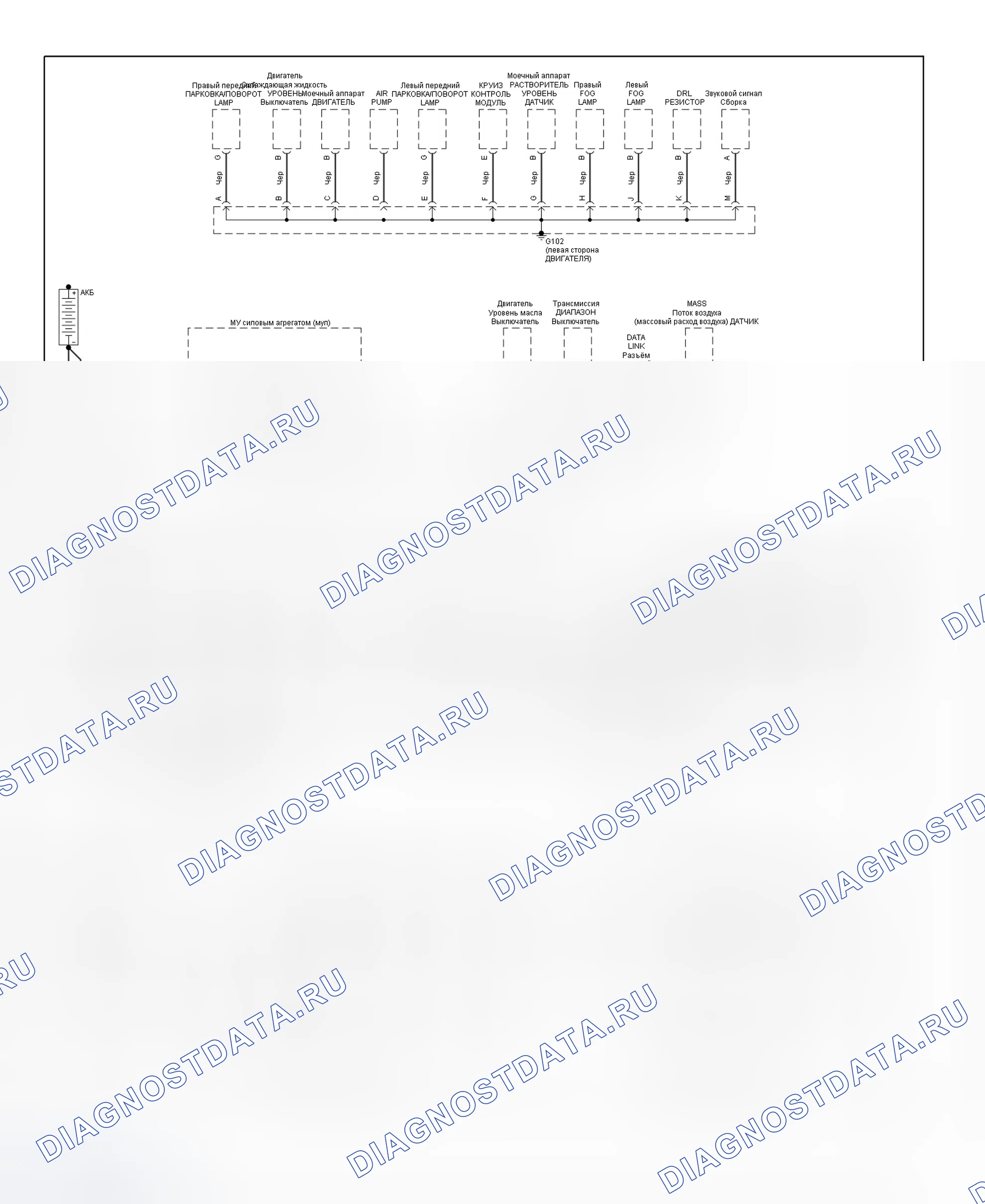 Рис. 85: Схема заземления (Malibu - 1 из 2). Chevrolet Cavalier III