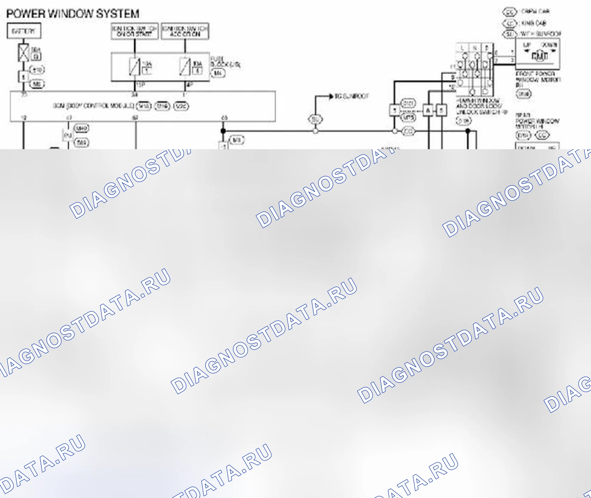 Рис. 278: Система электроокон: электросхема. Suzuki Equator I