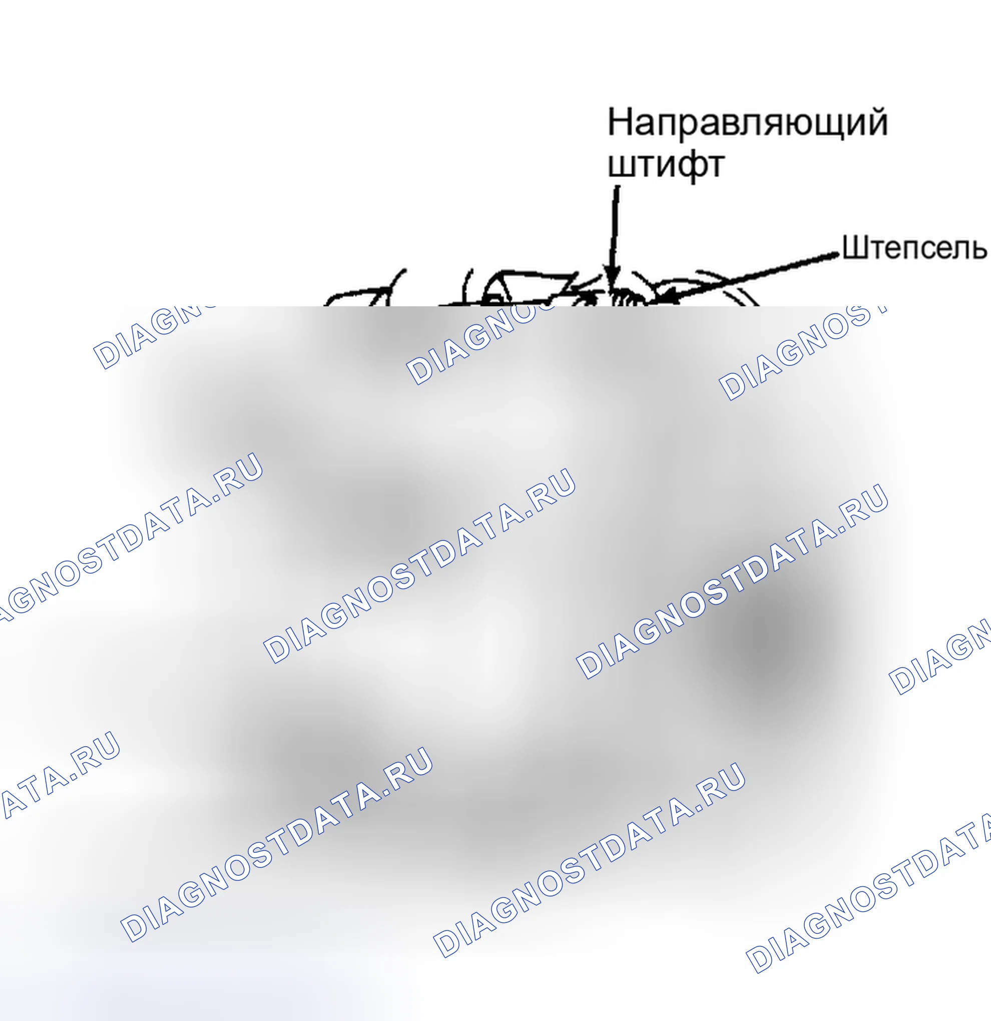 Рис. 7: Расположение направляющих штифтов и стопорных болтов. Land Rover Range Rover V