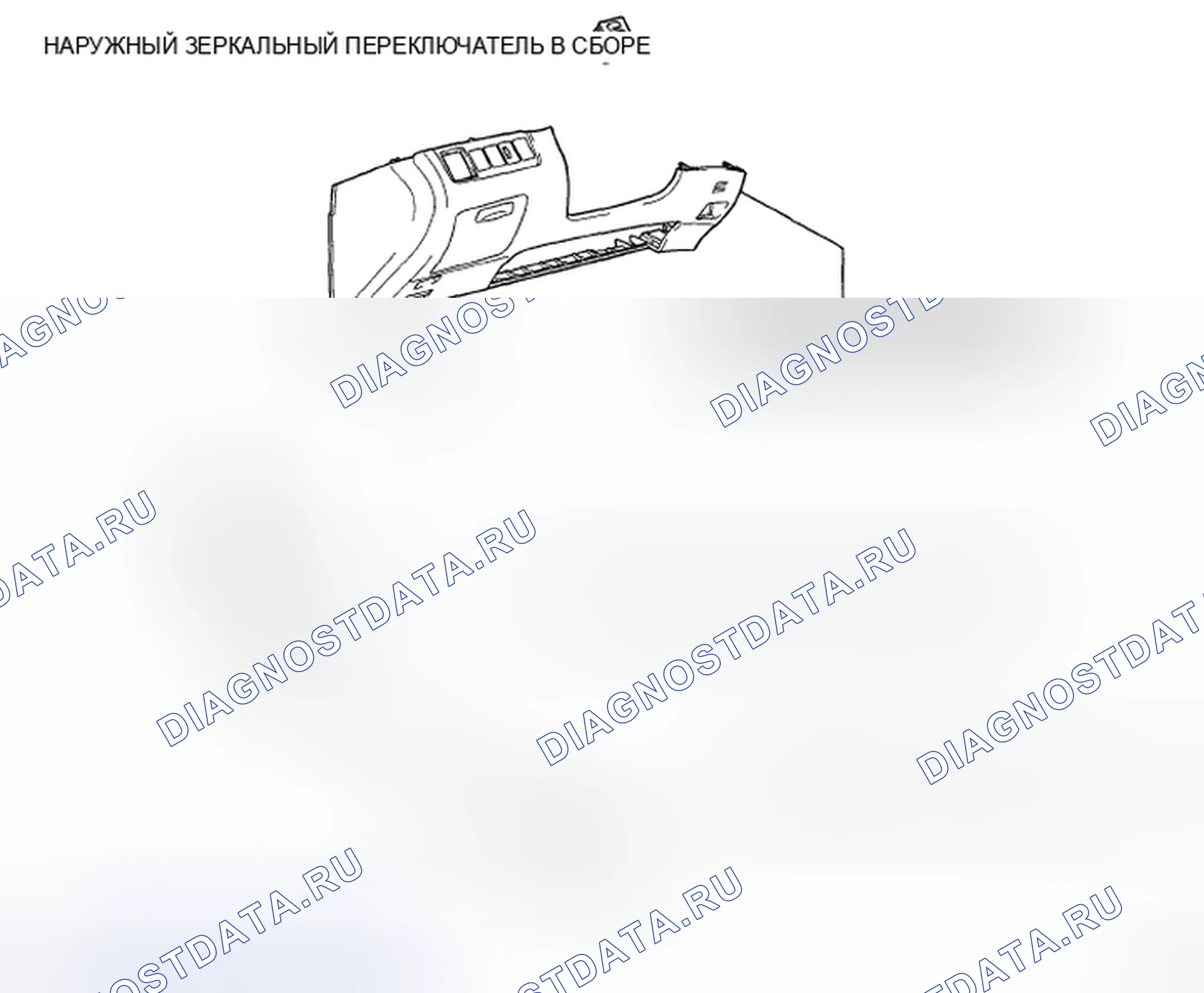 Рис. 69: Идентификация компонентов внешнего зеркального переключателя. Toyota Highlander II