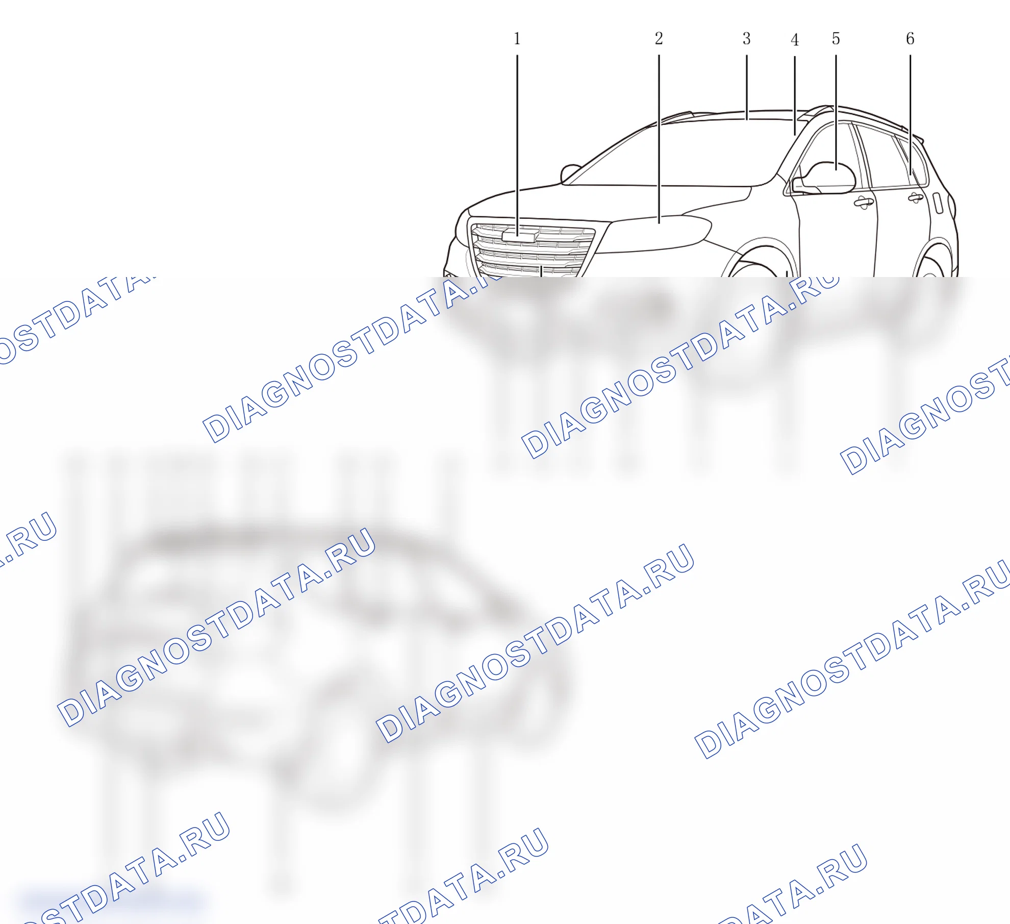 Схема расположения пластиковых деталей (модель 1) — Haval H6. Haval H6 III