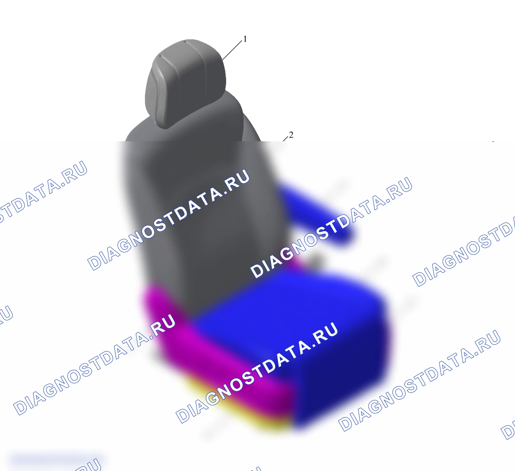 Схема расположения двухрядного узла правого сиденья — Wey V9X. Wey V9X I