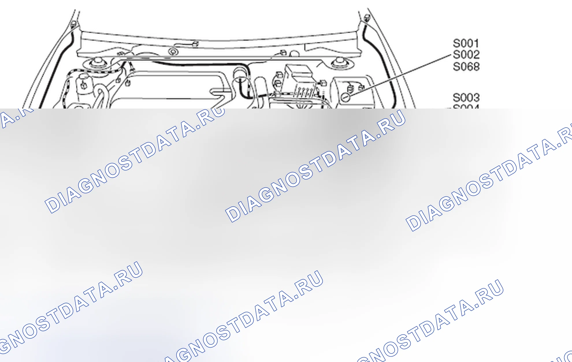 Рис. 111: Места сращивания - моторный отсек. Mazda MX-5 NB