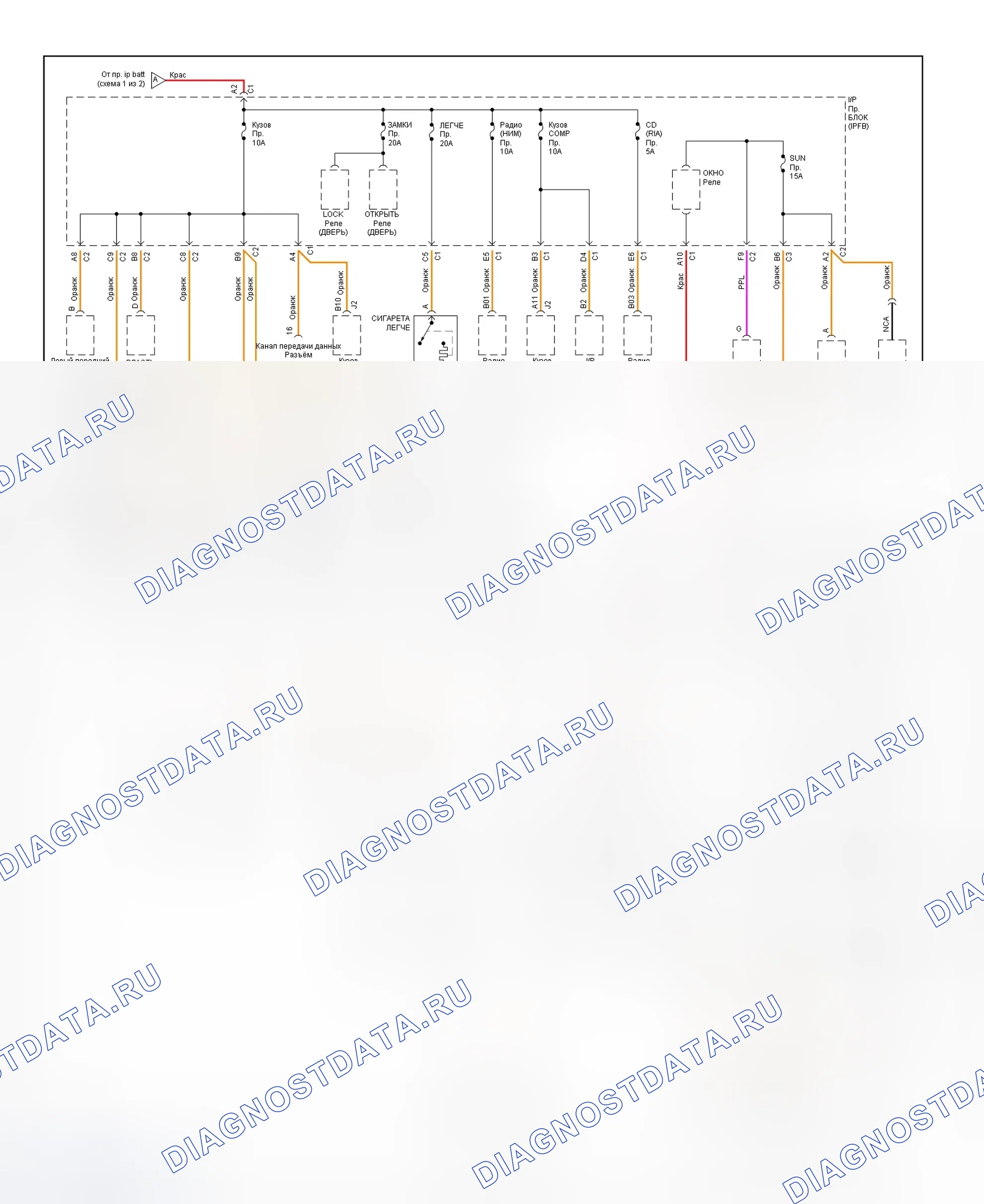 Рис. 214: электросхема распределения питания (SC1, SC2, Sl, SL1, SL2 и SW2-2 из 2). Hyundai XG I