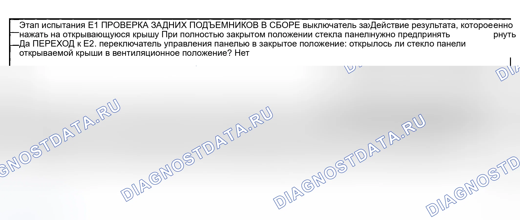 Рис. 17: Точечное испытание E: открывающаяся панель крыши не открывается и не закрывается в положении вентиляции. Mercury Grand Marquis IV