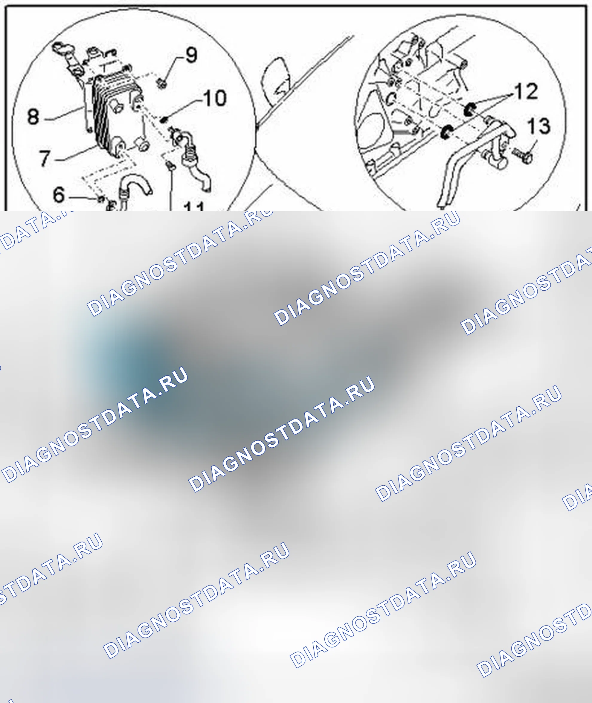 Рис. 209: Линии ATF и охладитель ATF (автомобили с двигателем V8 4.2L FSI), обзор сборки. Audi A8 D3 рестайлинг 2