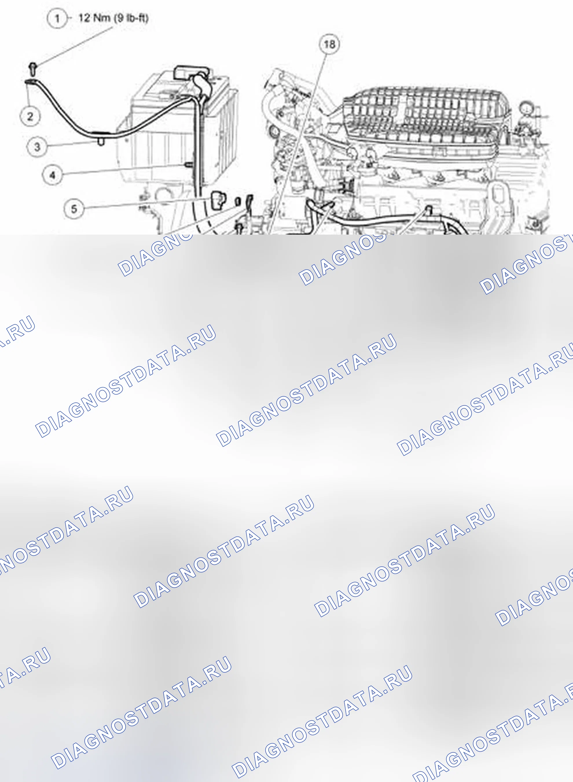 Рис. 298: Кабели аккумуляторных батарей. Ford Freestyle I