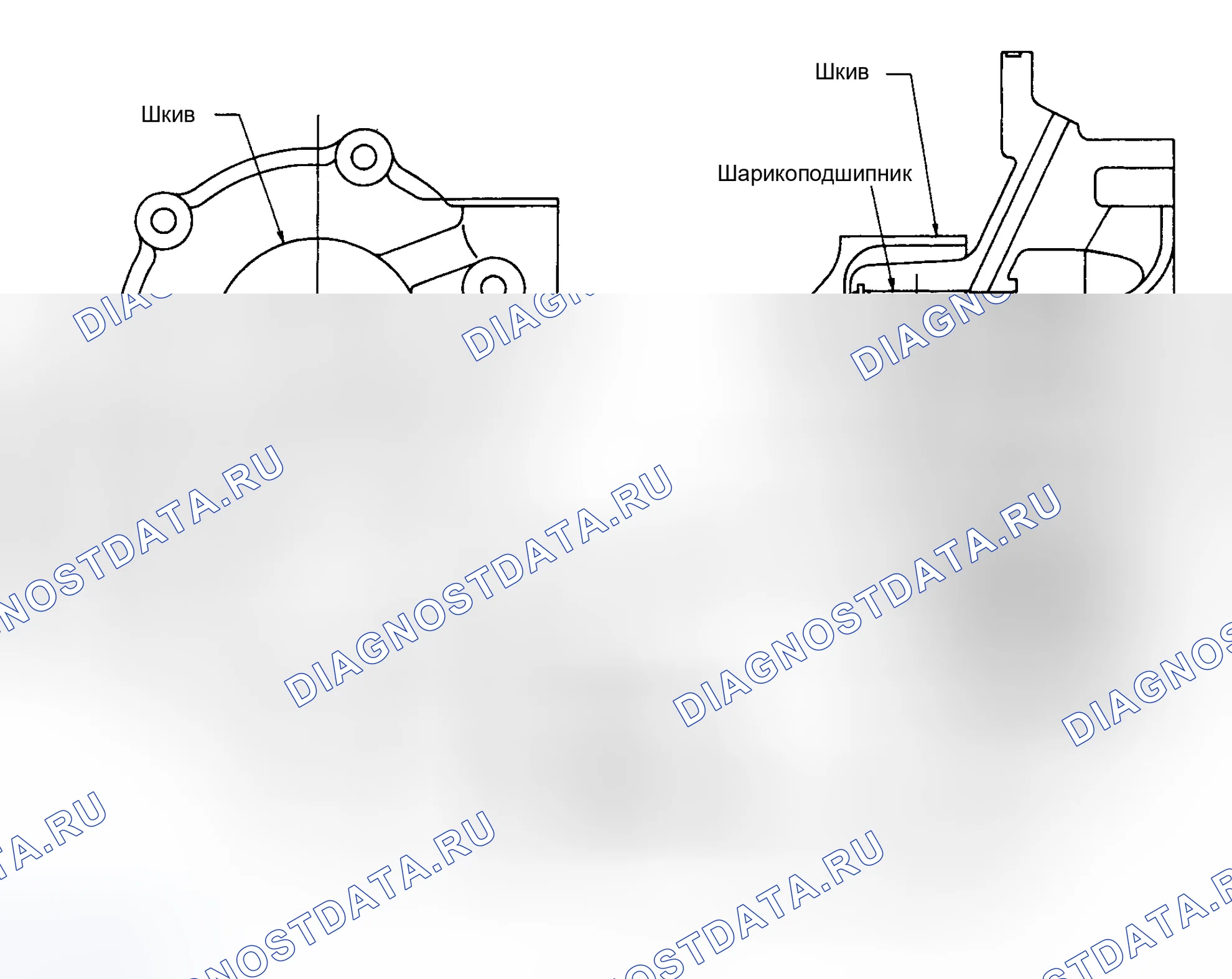 Рис. 13: Уплотнение водяного насоса. Subaru Legacy BC/BJ/BF