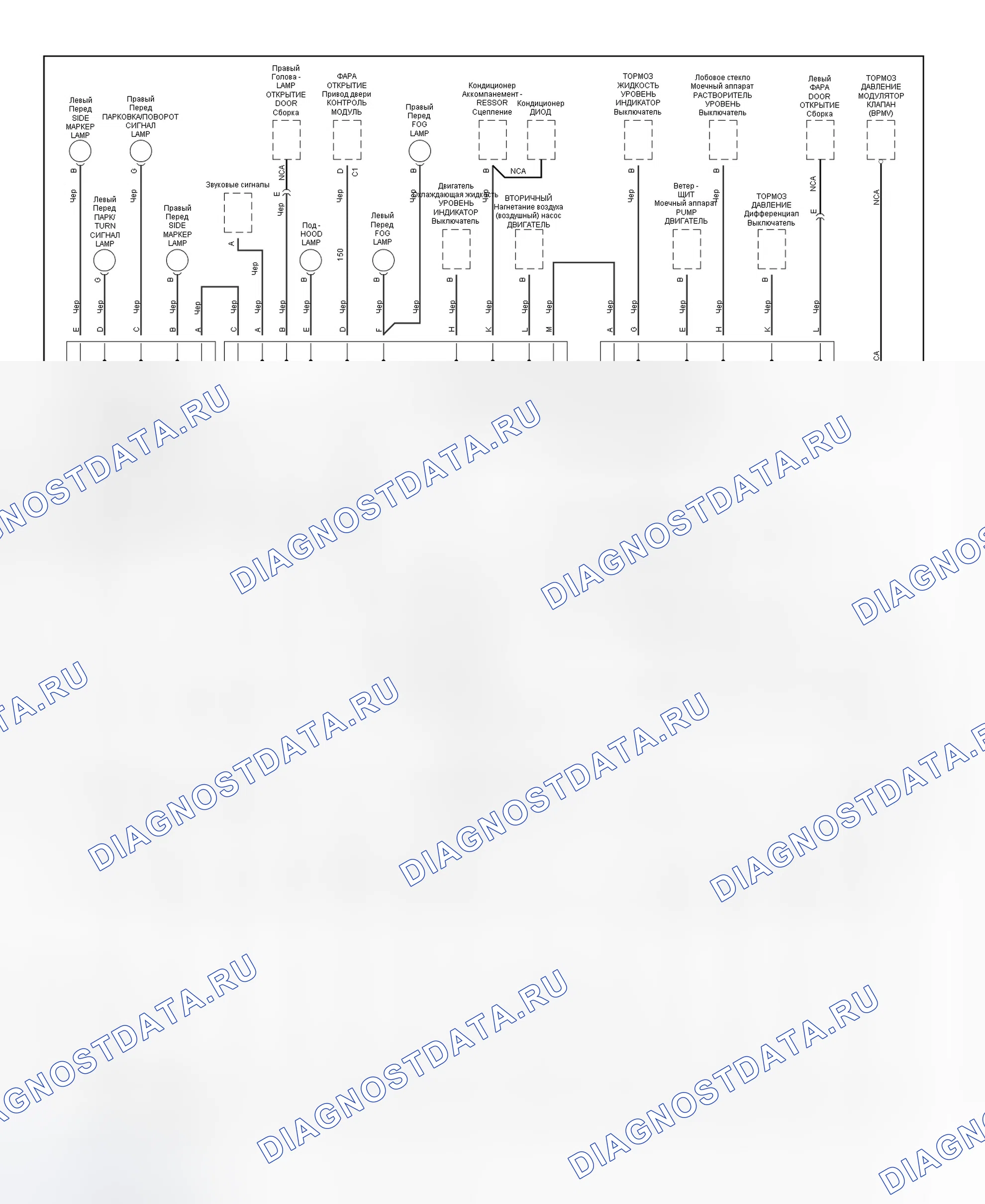 Рис. 52: Схема заземления (Corvette - 1 из 3). Chevrolet Cavalier III