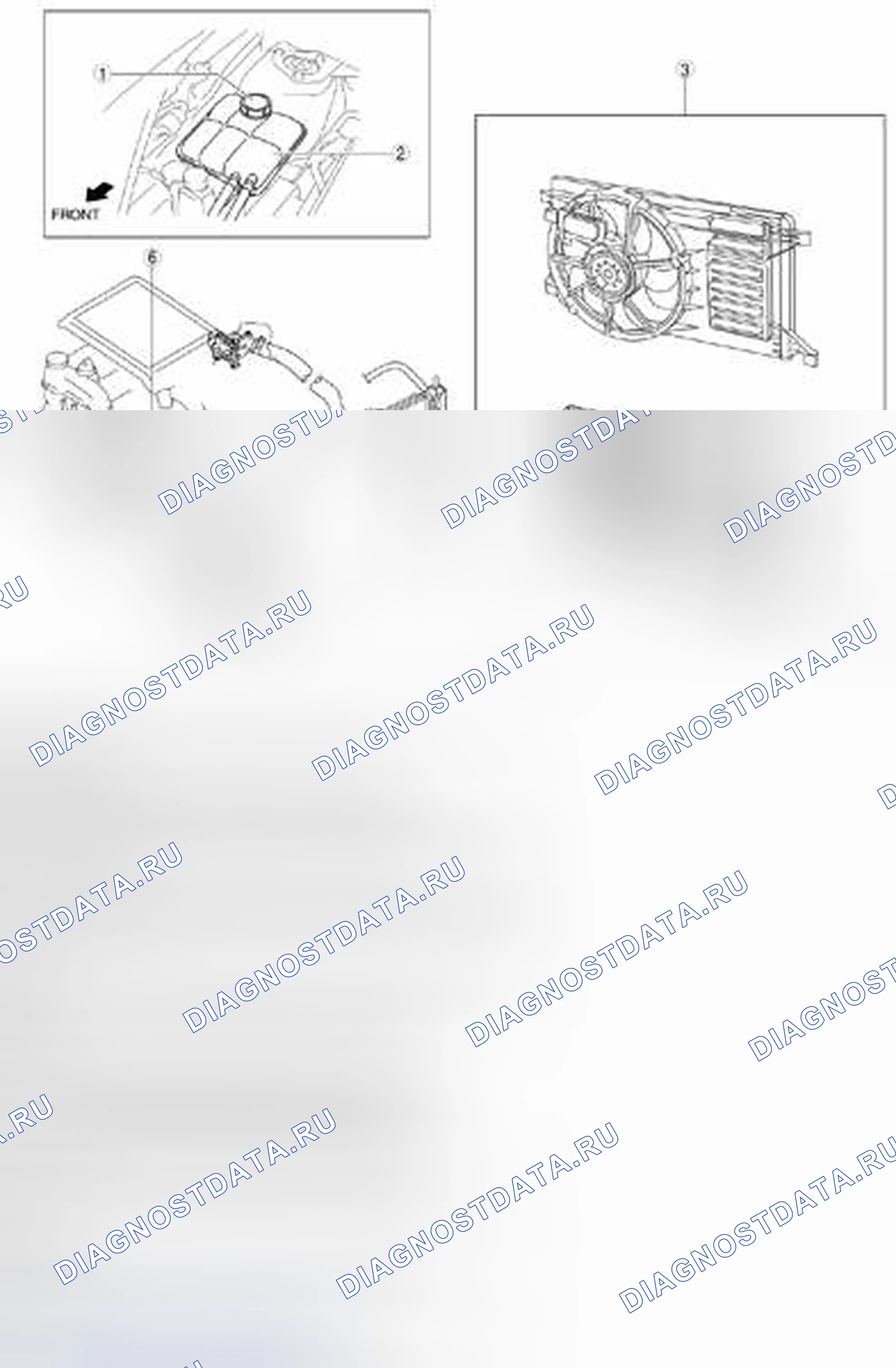 Рис. 19: Расположение компонентов системы охлаждения [Mzr 2.3 DISI Turbo]. Mazda 3 BL рестайлинг