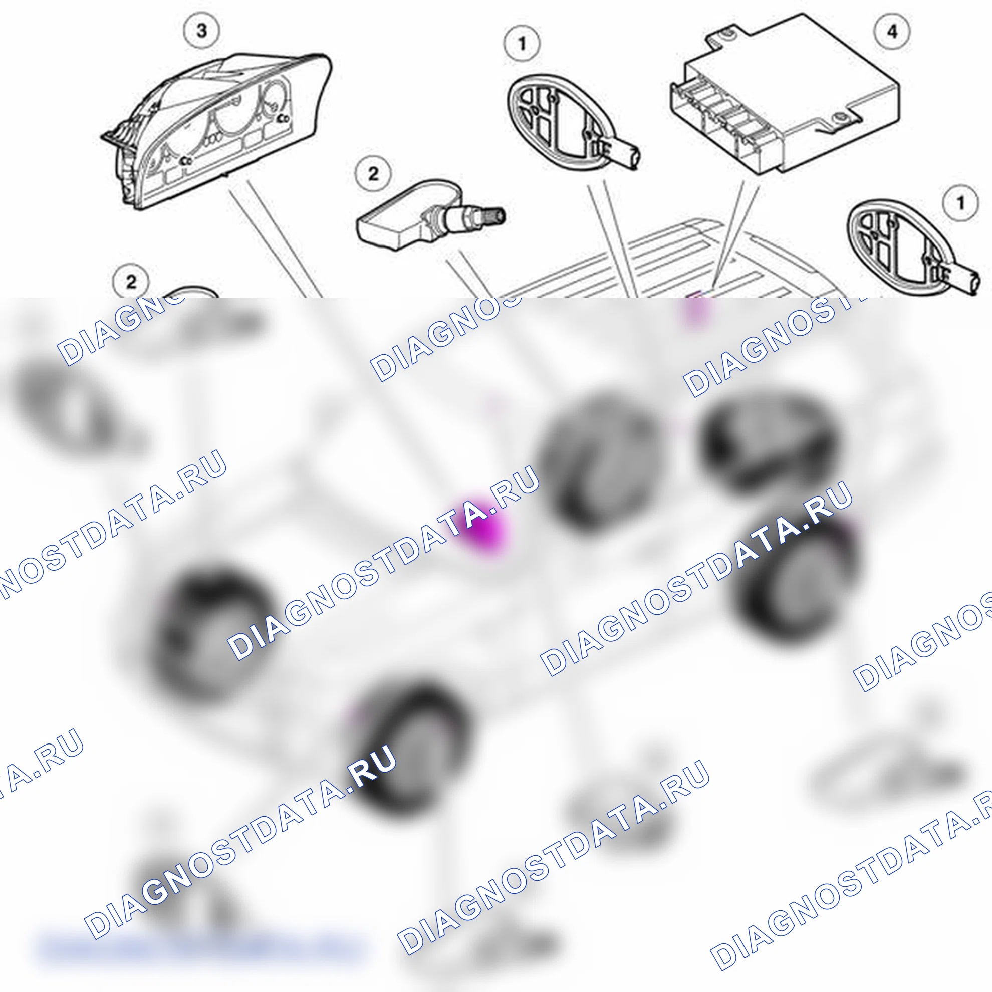 Рис. 12: СИСТЕМА КОНТРОЛЯ ДАВЛЕНИЯ В ШИНАХ (TPMS). Land Rover Range Rover L322