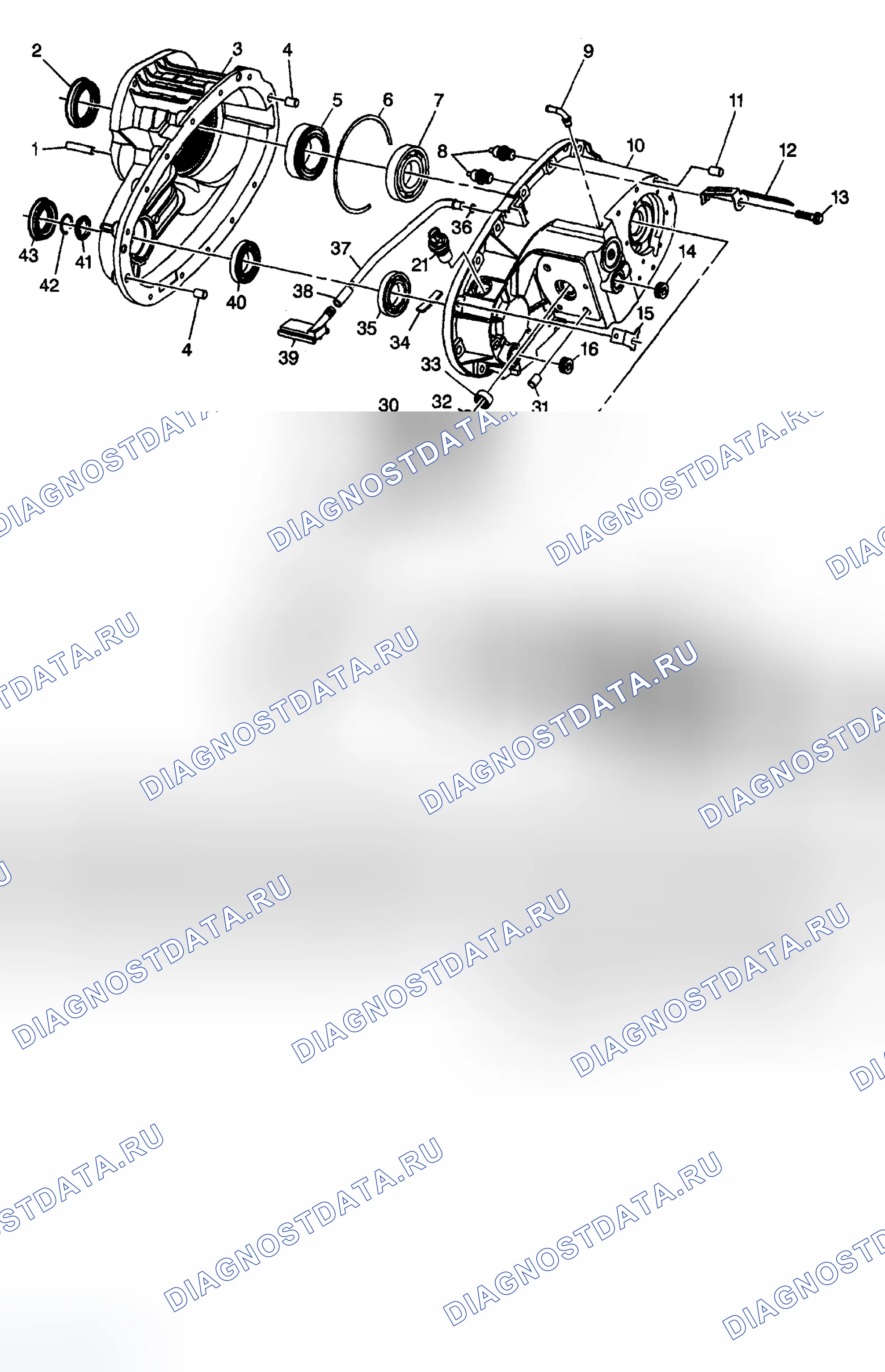 Рис. 427: Компоненты корпуса в разобранном виде. Chevrolet TrailBlazer I