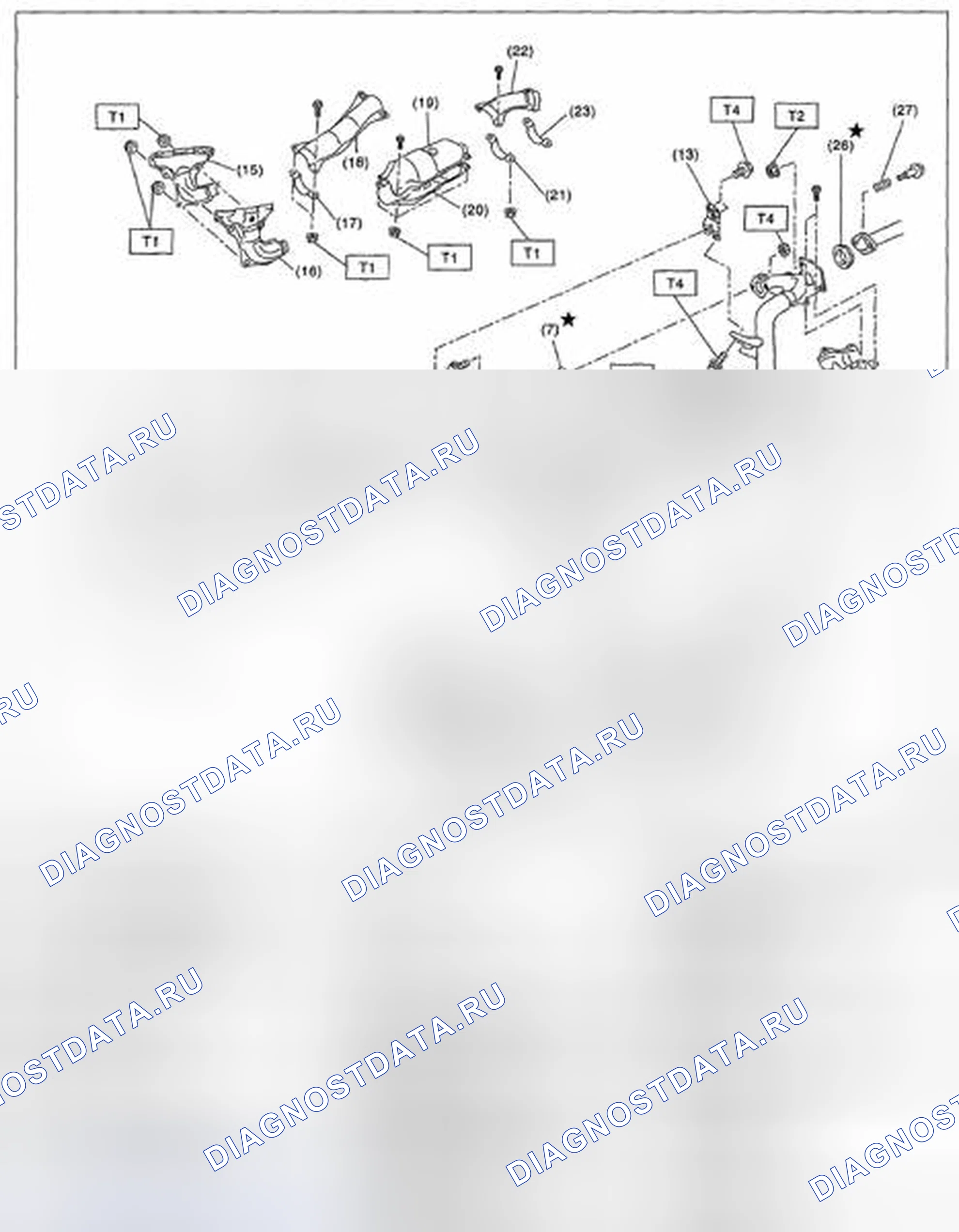 Рис. 12: ПЕРЕДНЯЯ ВЫХЛОПНАЯ ТРУБА. Subaru Outback BR