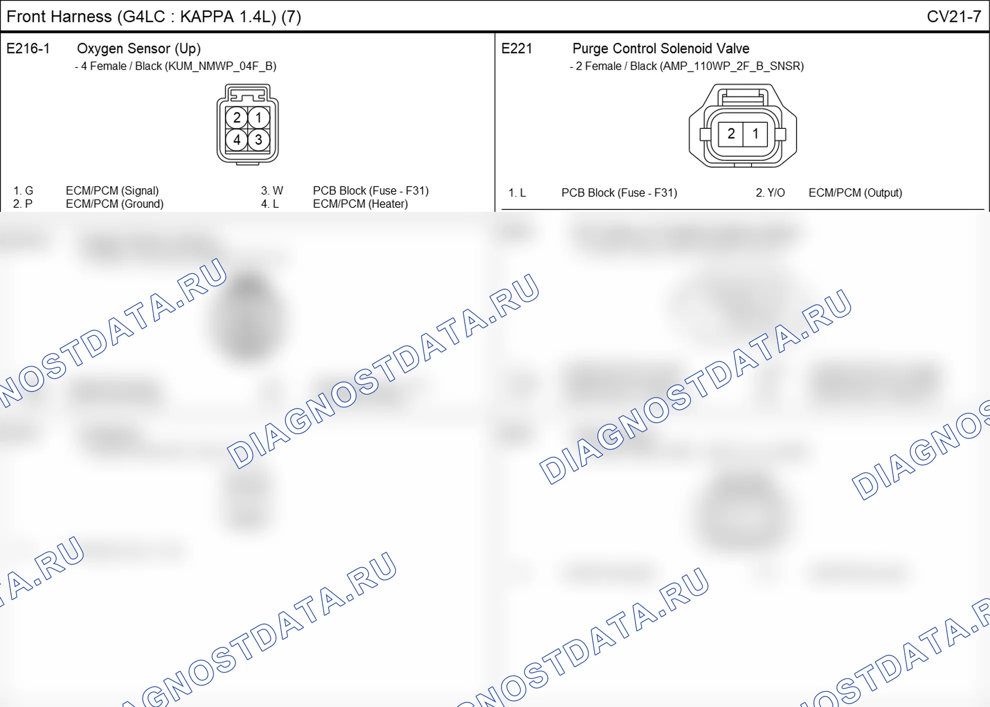 Распиновка разъёма CV21-7 — front harness. Hyundai i20 GB