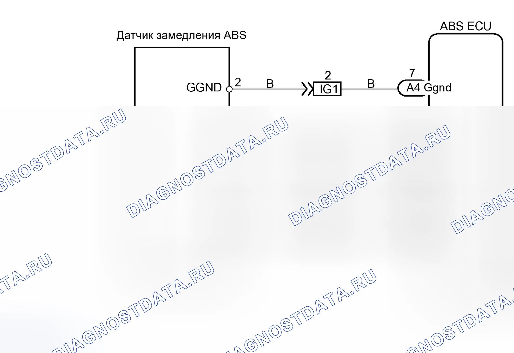 Рис. 84: Схема подключения датчика замедления расшифровка кода ошибки C1244 / 44. Toyota RAV4 II