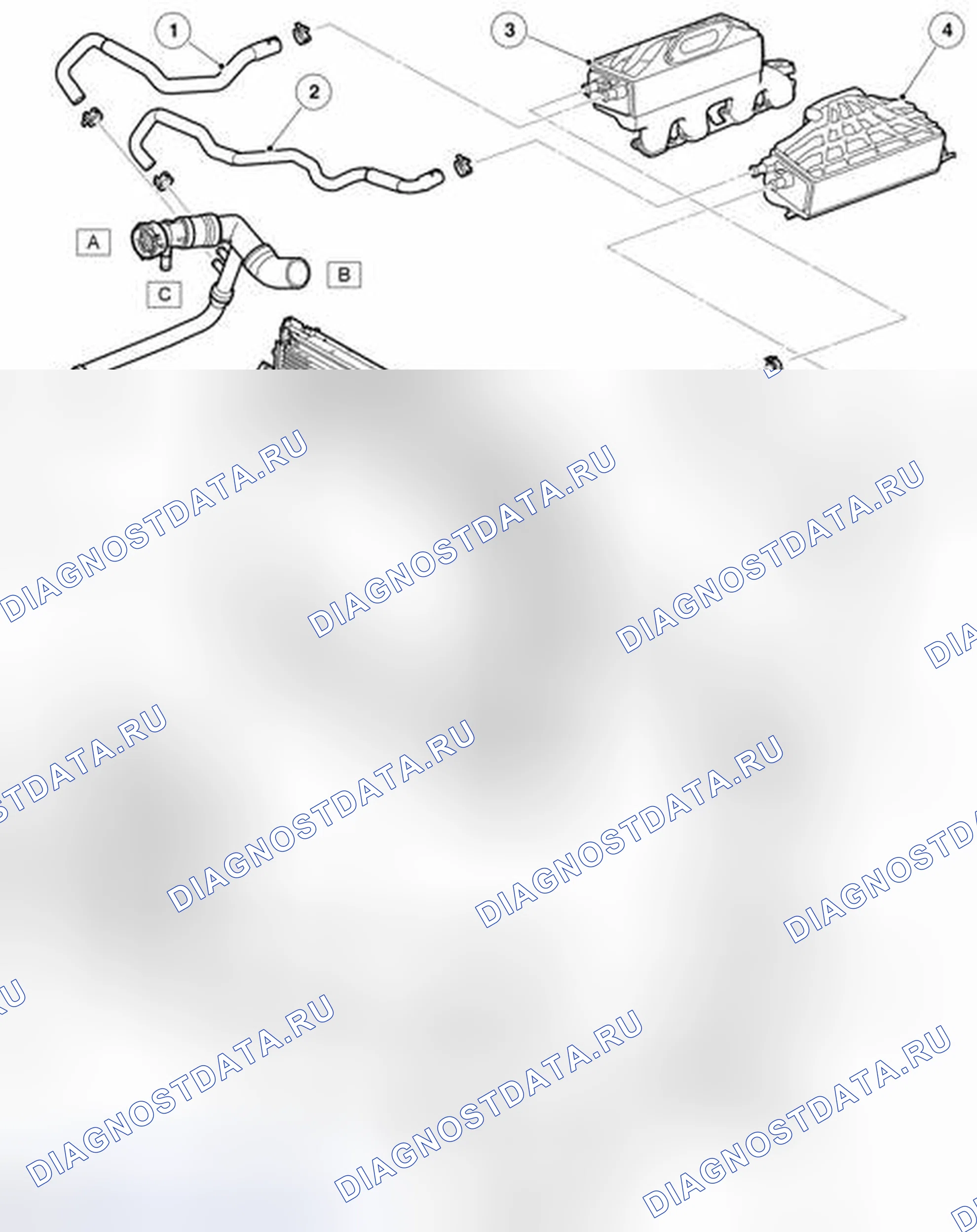 Рис. 3: КОМПОНОВКА КОМПОНЕНТОВ СИСТЕМЫ ОХЛАЖДЕНИЯ ЛИСТ 3 ИЗ 3. Land Rover Range Rover L322