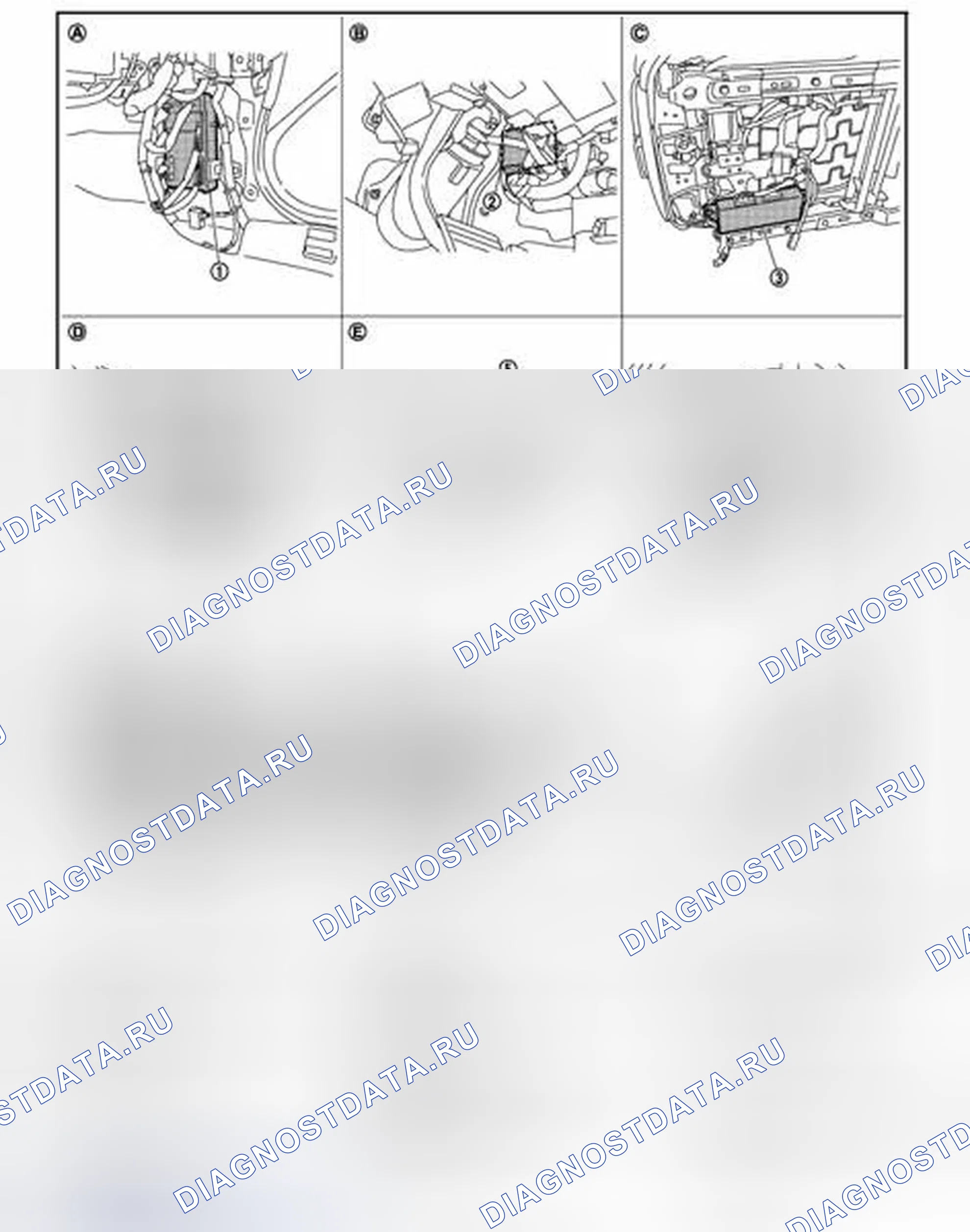 Рис. 244: ФУНКЦИЯ ПОМОЩИ ПРИ ВЫХОДЕ: Расположение компонентов. Infiniti G37 IV рестайлинг