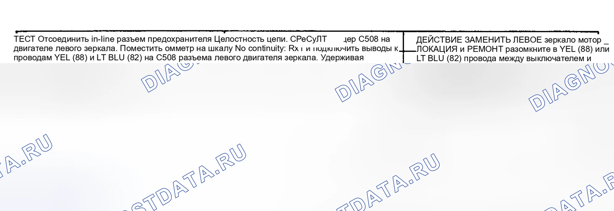 Рис. 2: ТЕСТ B: ЛЕВОЕ ЗЕРКАЛО НЕ РЕГУЛИРУЕТСЯ ВВЕРХ И ВНИЗ. Chevrolet Suburban V1500 