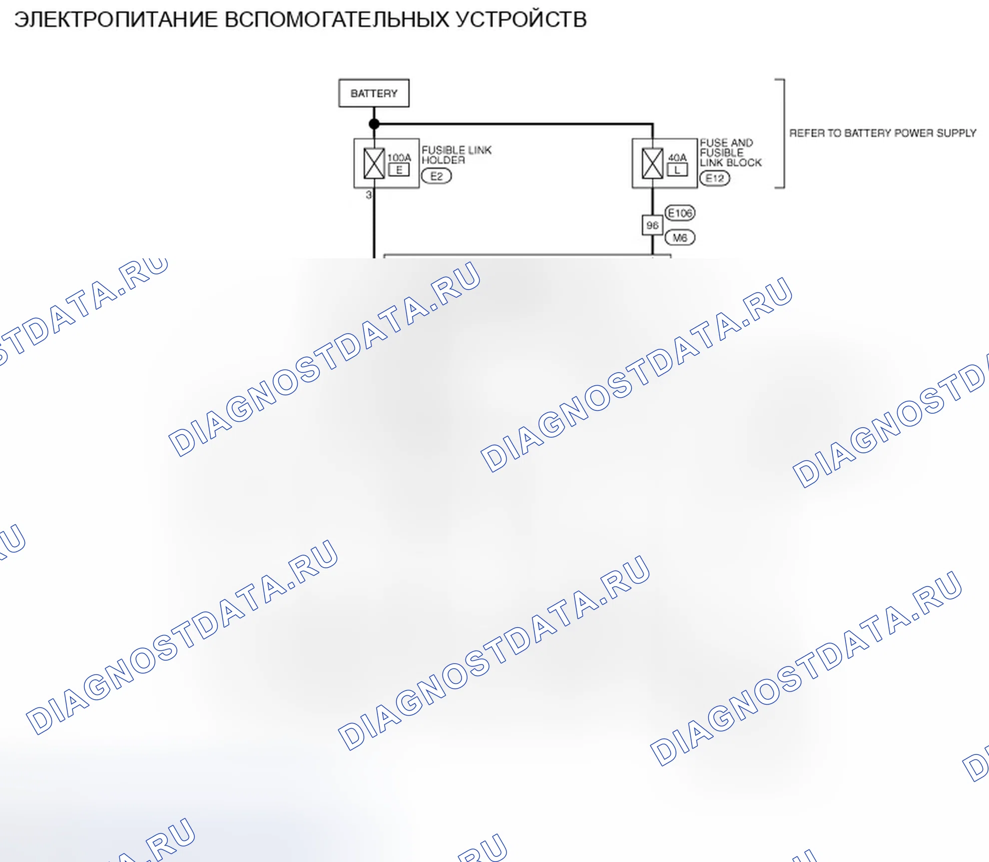Рис. 49: электросхема - ЭЛЕКТРОПИТАНИЕ ВСПОМОГАТЕЛЬНЫХ УСТРОЙСТВ. Infiniti FX50 II
