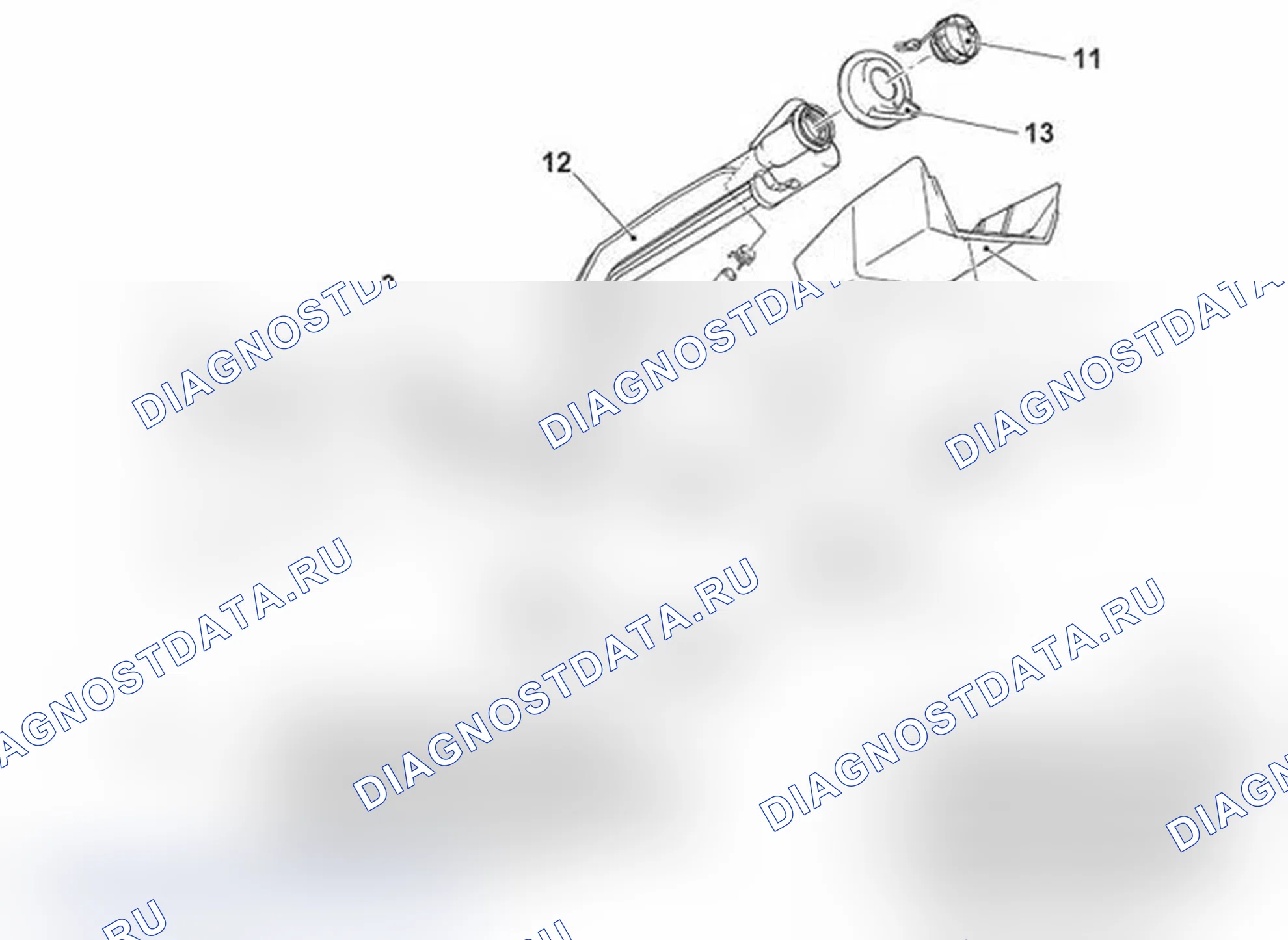 Рис. 27: НАЛИВНАЯ ТРУБКА ТОПЛИВНОГО БАКА В СБОРЕ. Mitsubishi Lancer Ralliart X рестайлинг