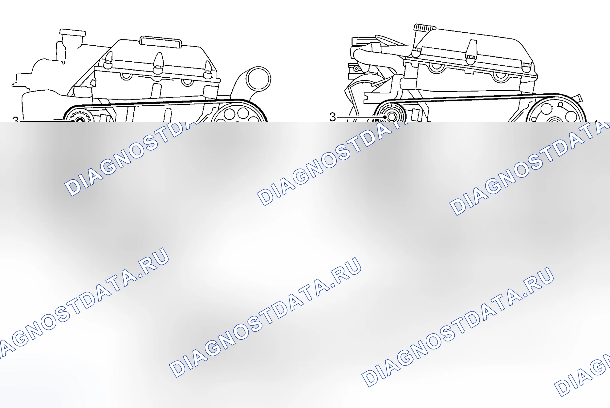 Рис. 1: РАЗВОДКА ПРИВОДНОГО РЕМНЯ - МОДЕЛЬ 9-3 (4-ЦИЛИНДРОВЫЙ БЕНЗИН). Kia Picanto II рестайлинг