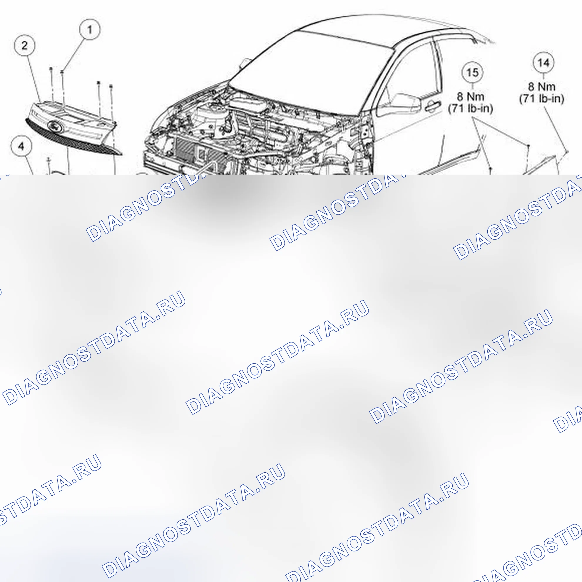 Рис. 42: Передние торцевые панели кузова. Ford Focus II рестайлинг