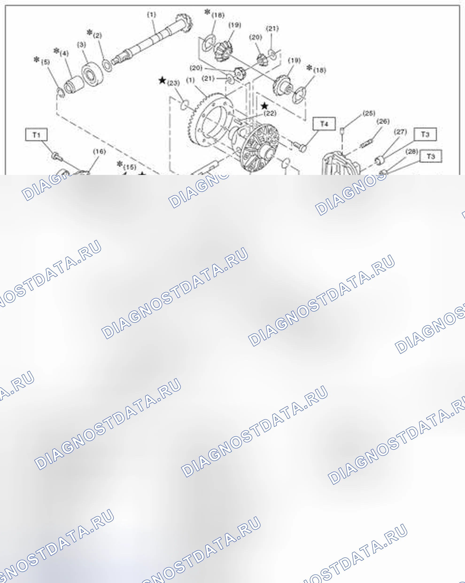 Рис. 171: ЗАДНИЙ ДИФФЕРЕНЦИАЛ (Т-ТИПА). Subaru Forester SJ